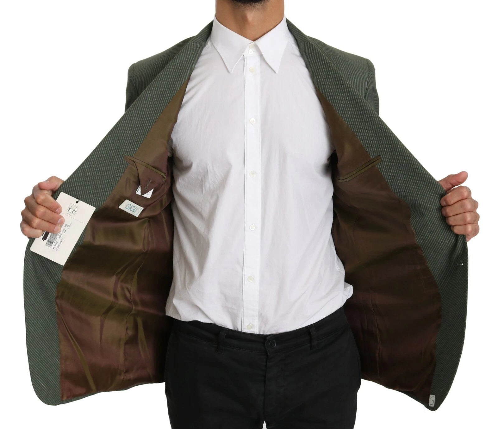 Romeo Gigli Green Linen Blazer One Piece Single Breasted Men's Jacket