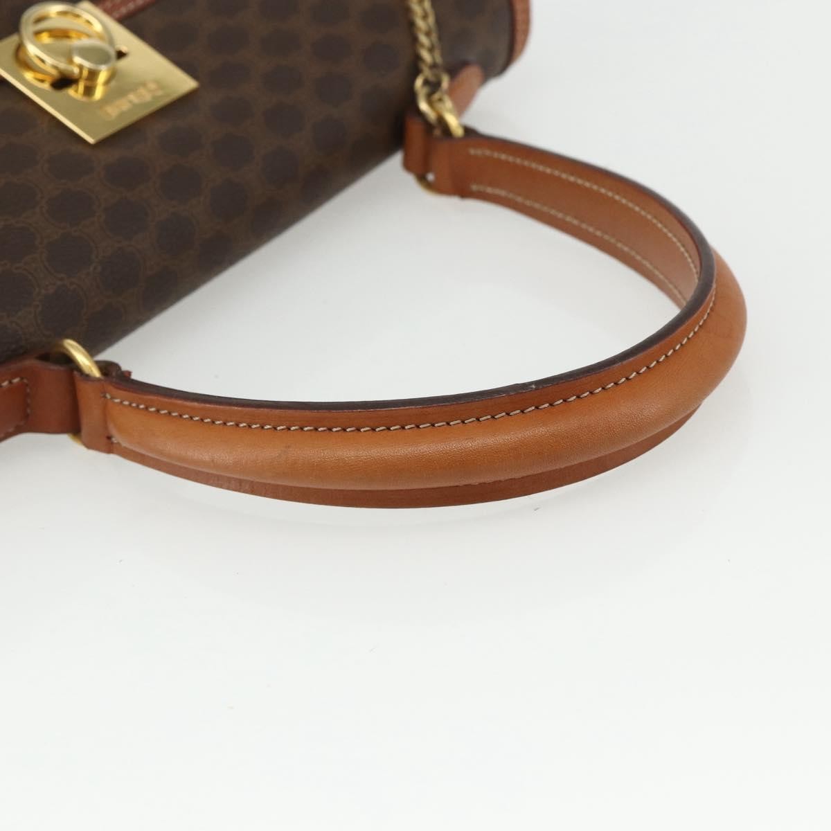 Celine Vintage Macadam Canvas And Leather Brown Canvas Handbag (Pre-Owned)