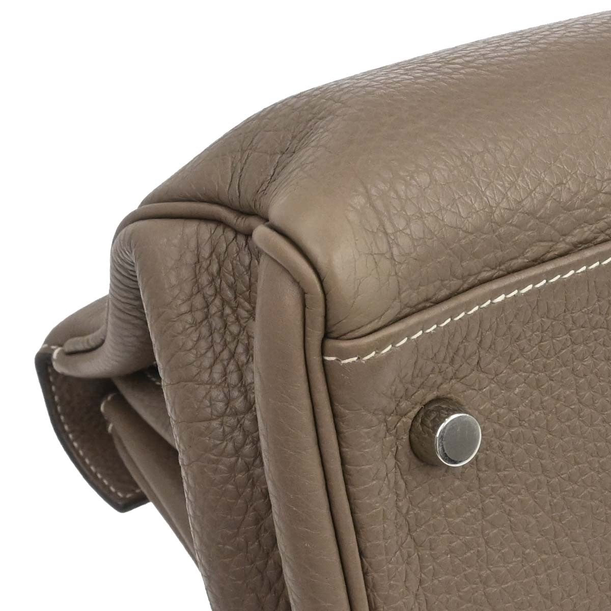 Hermes Shoulder Kelly Clemence Gray Leather Handbag (Pre-Owned)