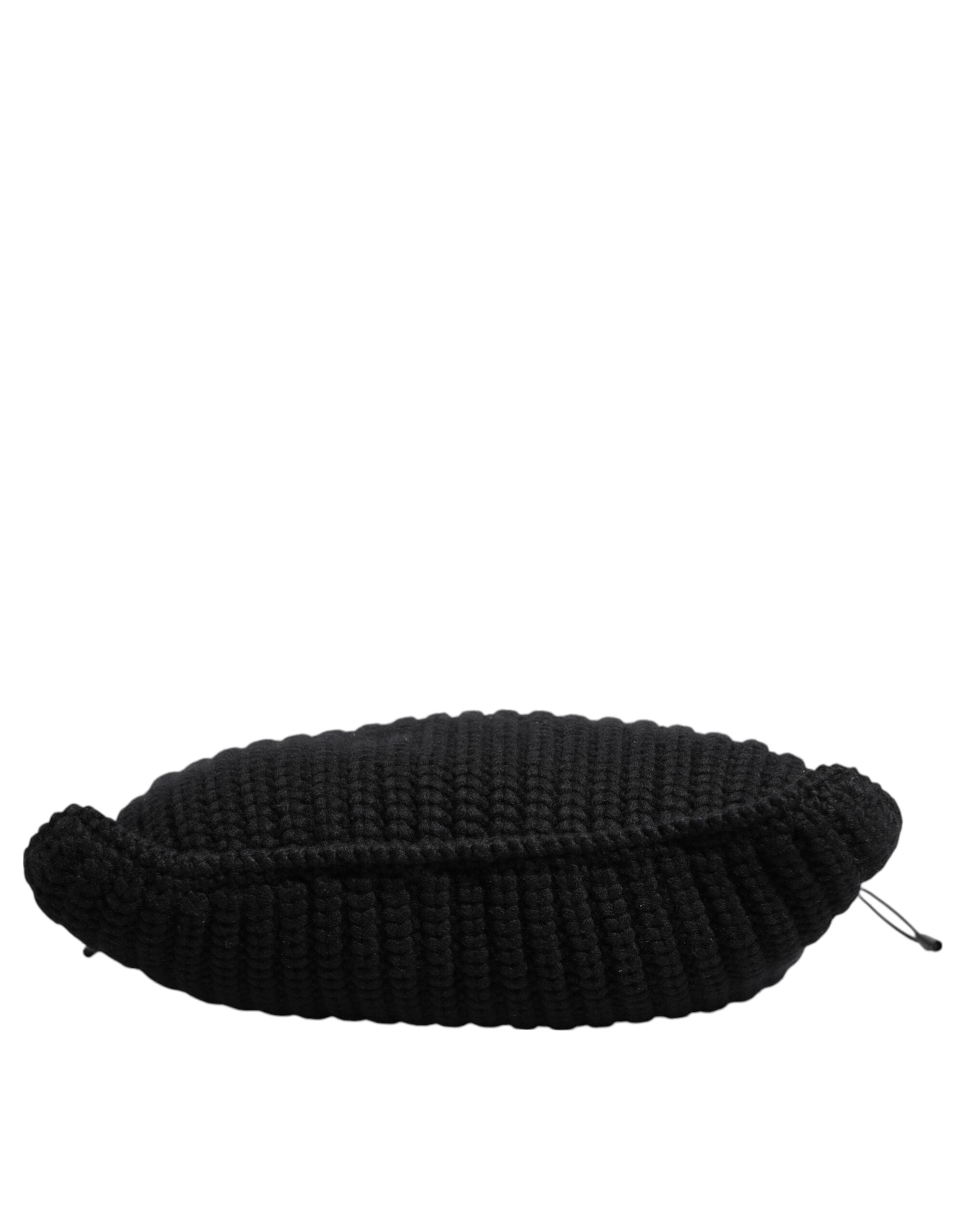 Dolce & Gabbana Black Cashmere Knitted Leather Shoulder Women Borse Women's Bag