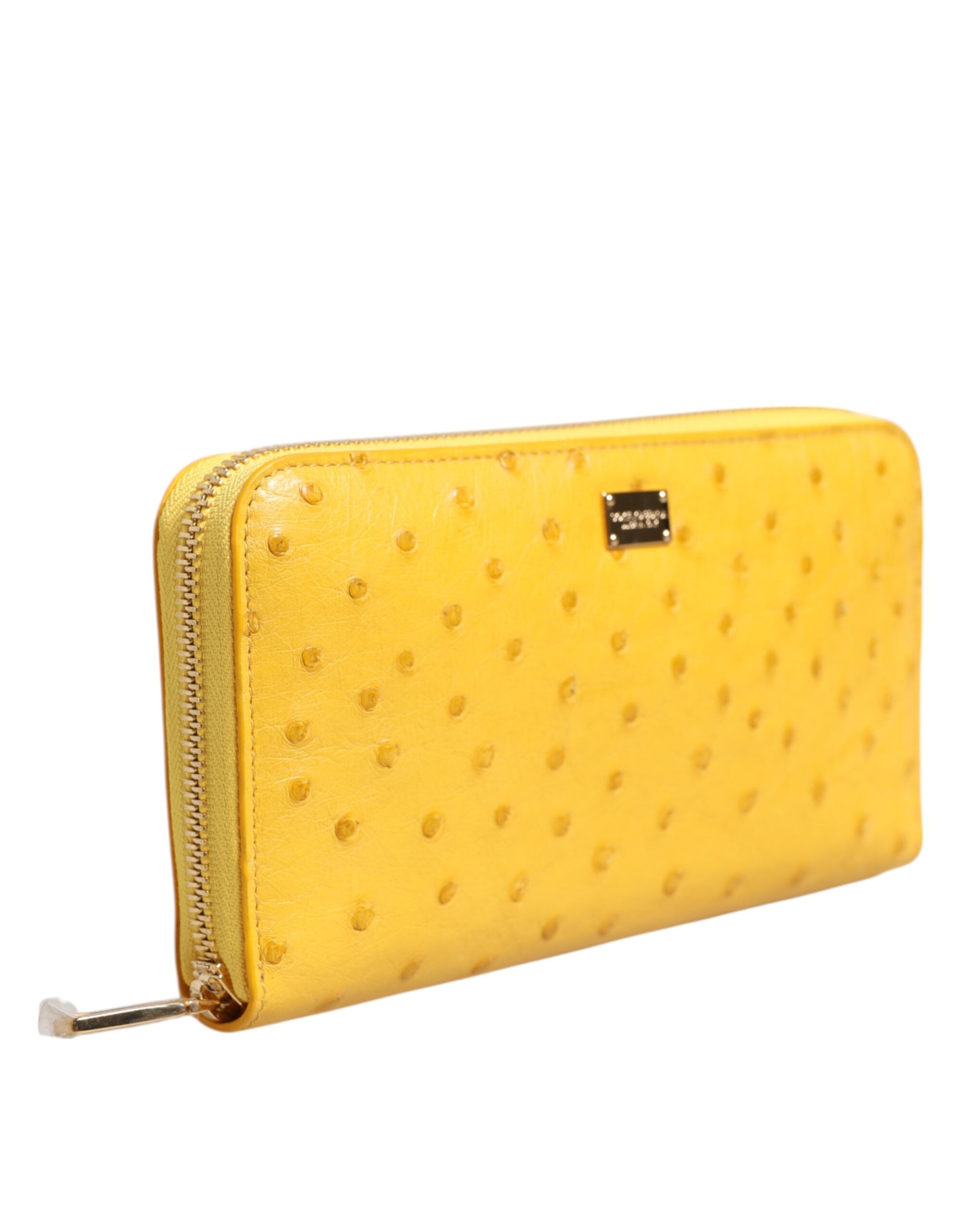Dolce & Gabbana Yellow Leather Logo Plaque Zip Around Continental Women's Wallet (Pre-Owned)