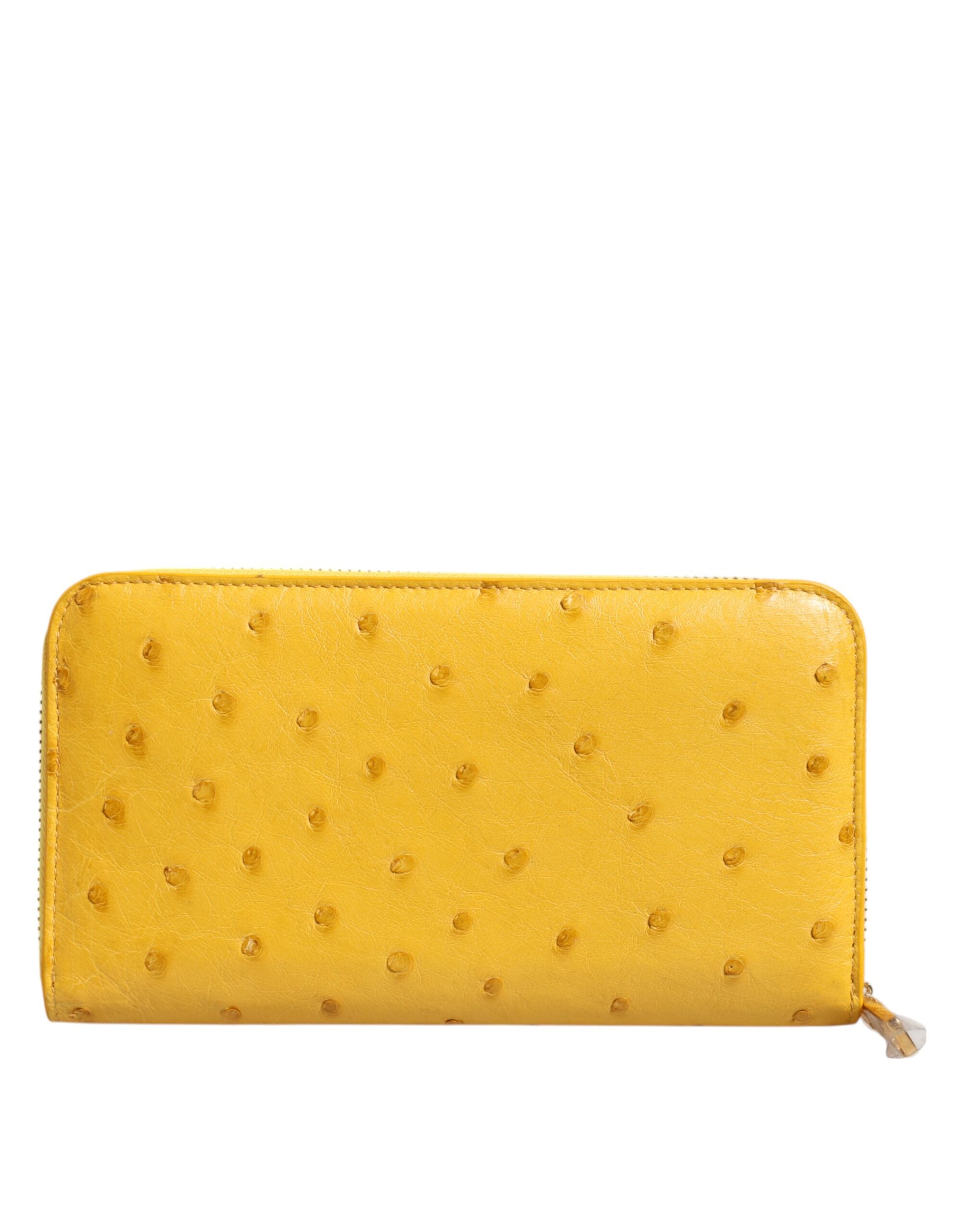 Dolce & Gabbana Yellow Leather Logo Plaque Zip Around Continental Women's Wallet (Pre-Owned)