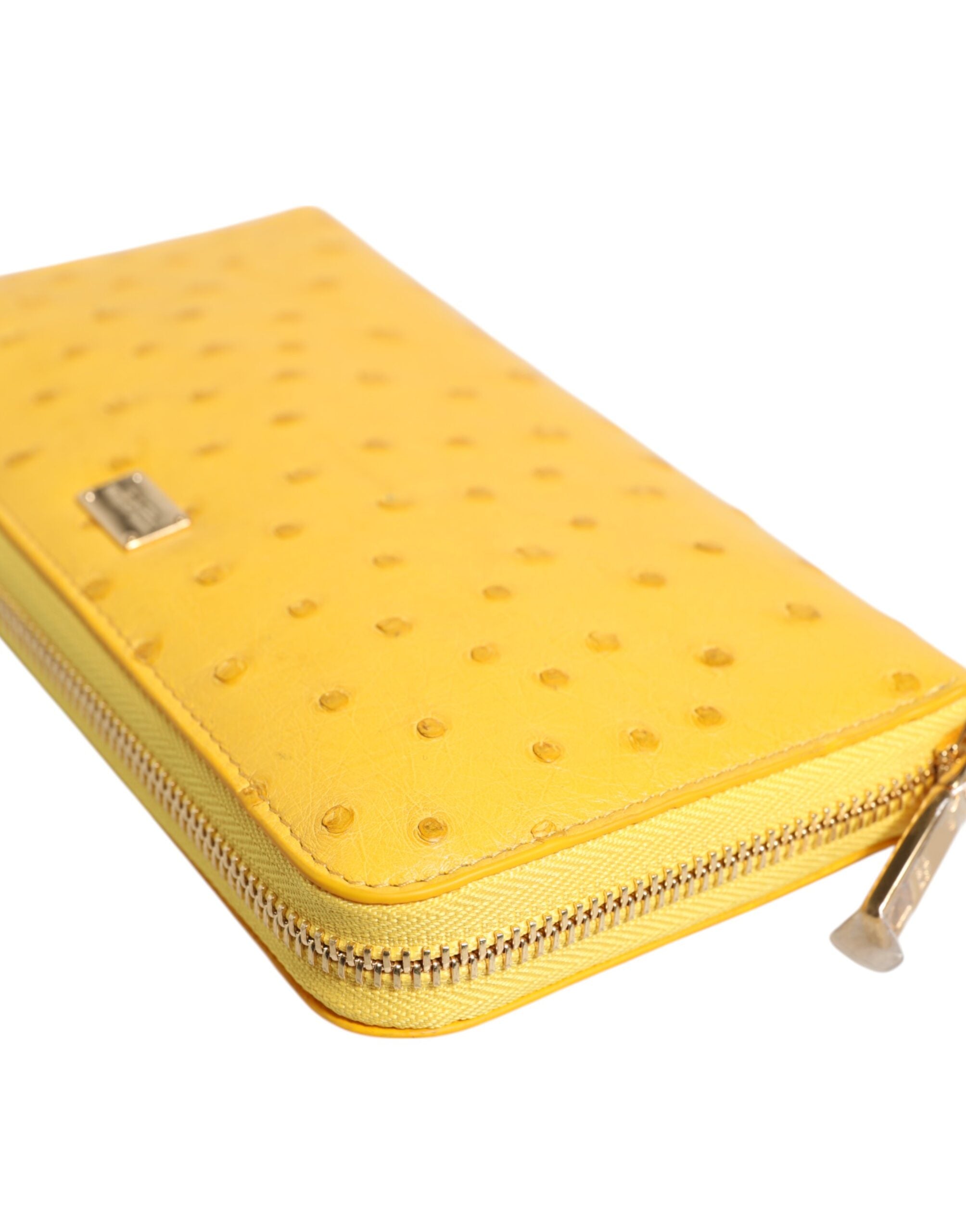 Dolce & Gabbana Yellow Leather Logo Plaque Zip Around Continental Women's Wallet (Pre-Owned)