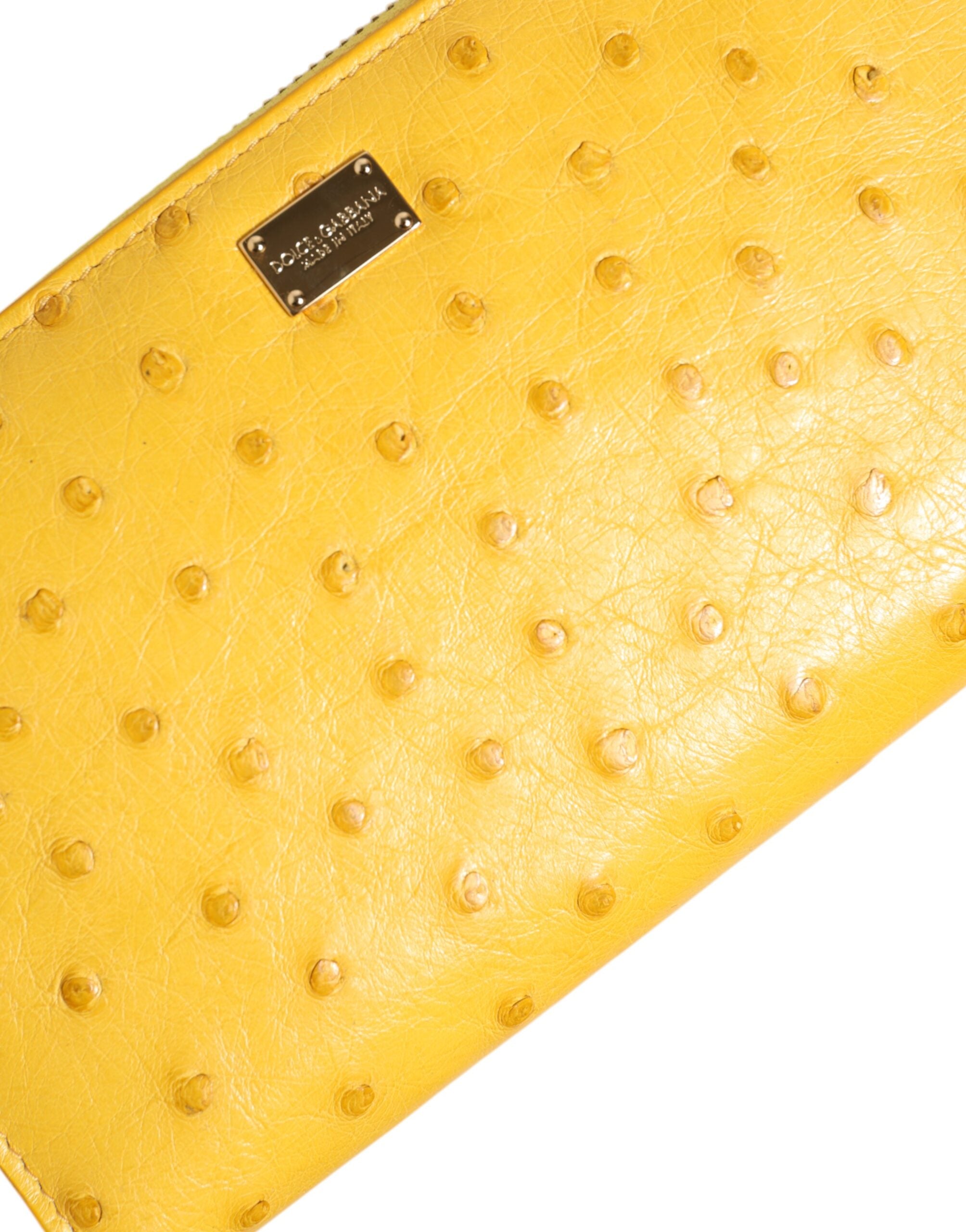 Dolce & Gabbana Yellow Leather Logo Plaque Zip Around Continental Women's Wallet (Pre-Owned)