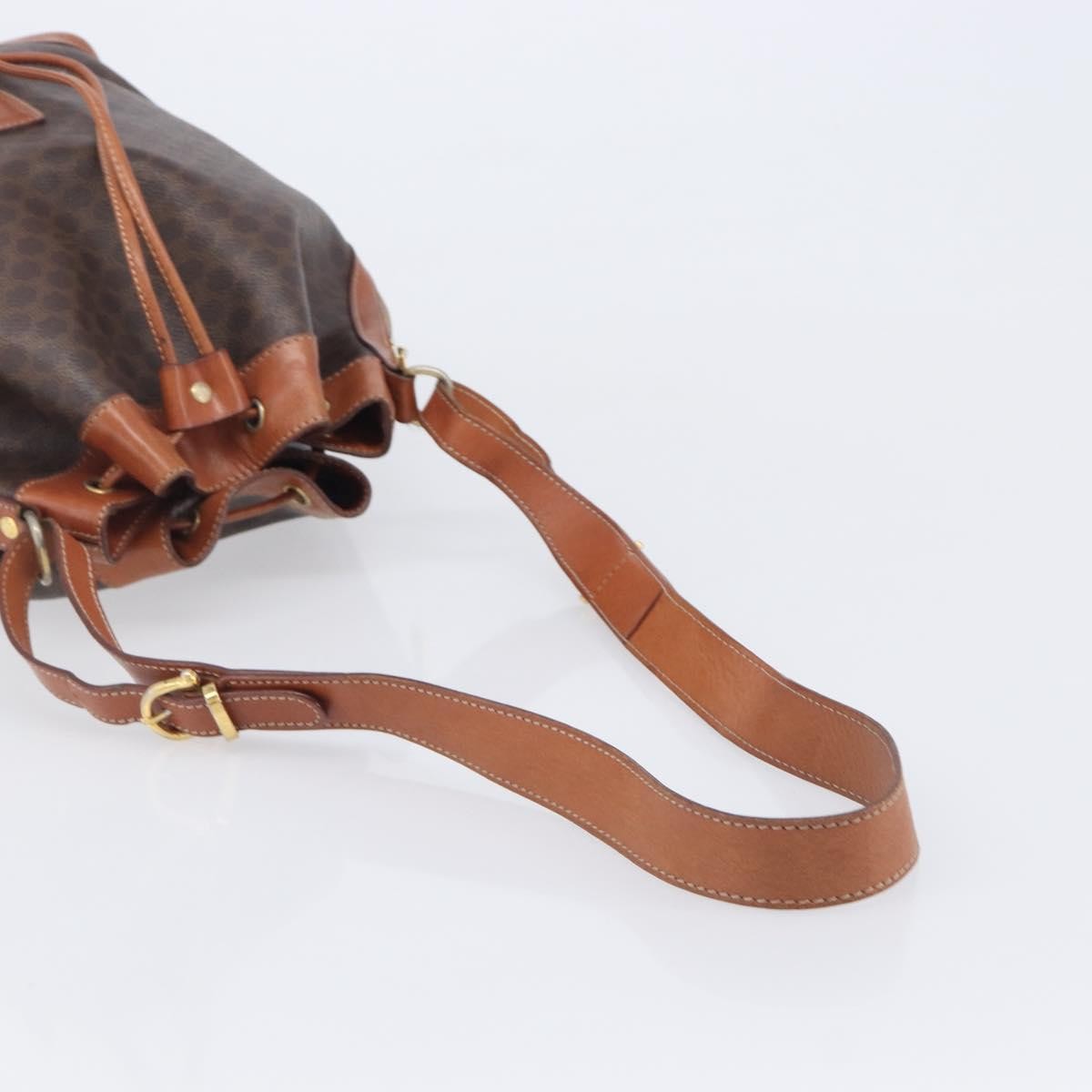 Celine Macadam Shoulder Leather Brown Canvas Crossbody Bag Bag (Pre-Owned)