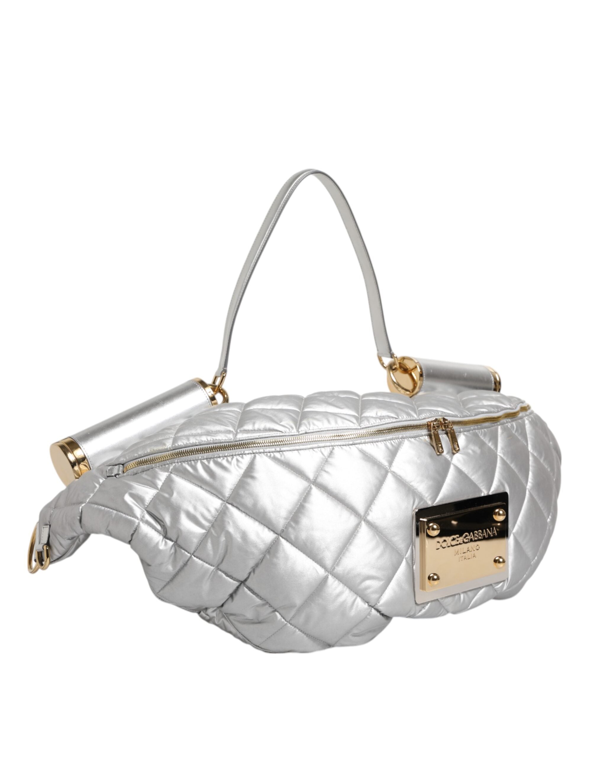 Dolce & Gabbana Silver Quilted Filled Crossbody Shoulder Women's SICILY Women's Bag (Pre-Owned)
