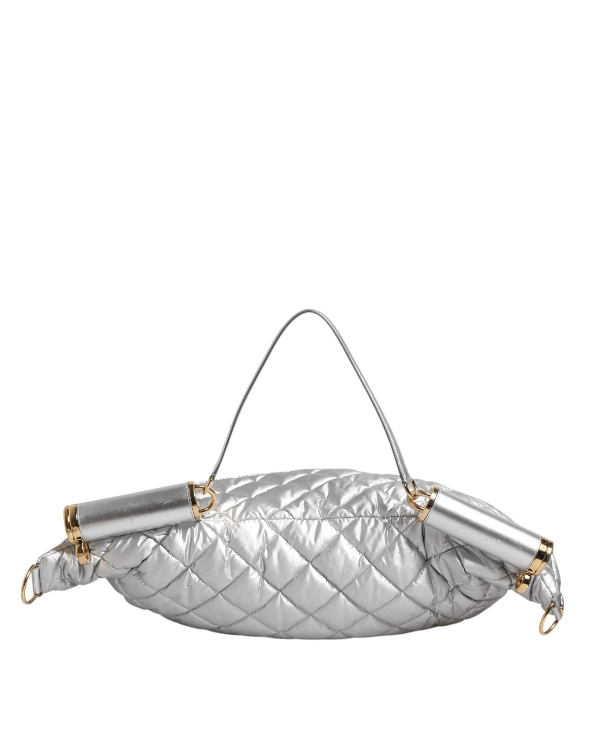 Dolce & Gabbana Silver Quilted Filled Crossbody Shoulder Women's SICILY Women's Bag (Pre-Owned)