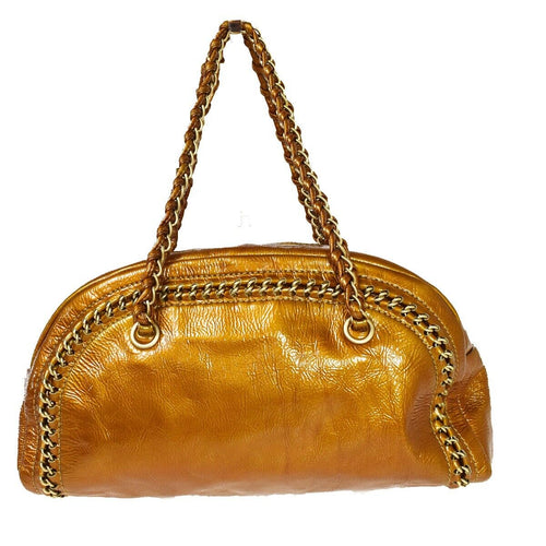 Chanel Luxury Line Gold Patent Leather Handbag (Pre-Owned)