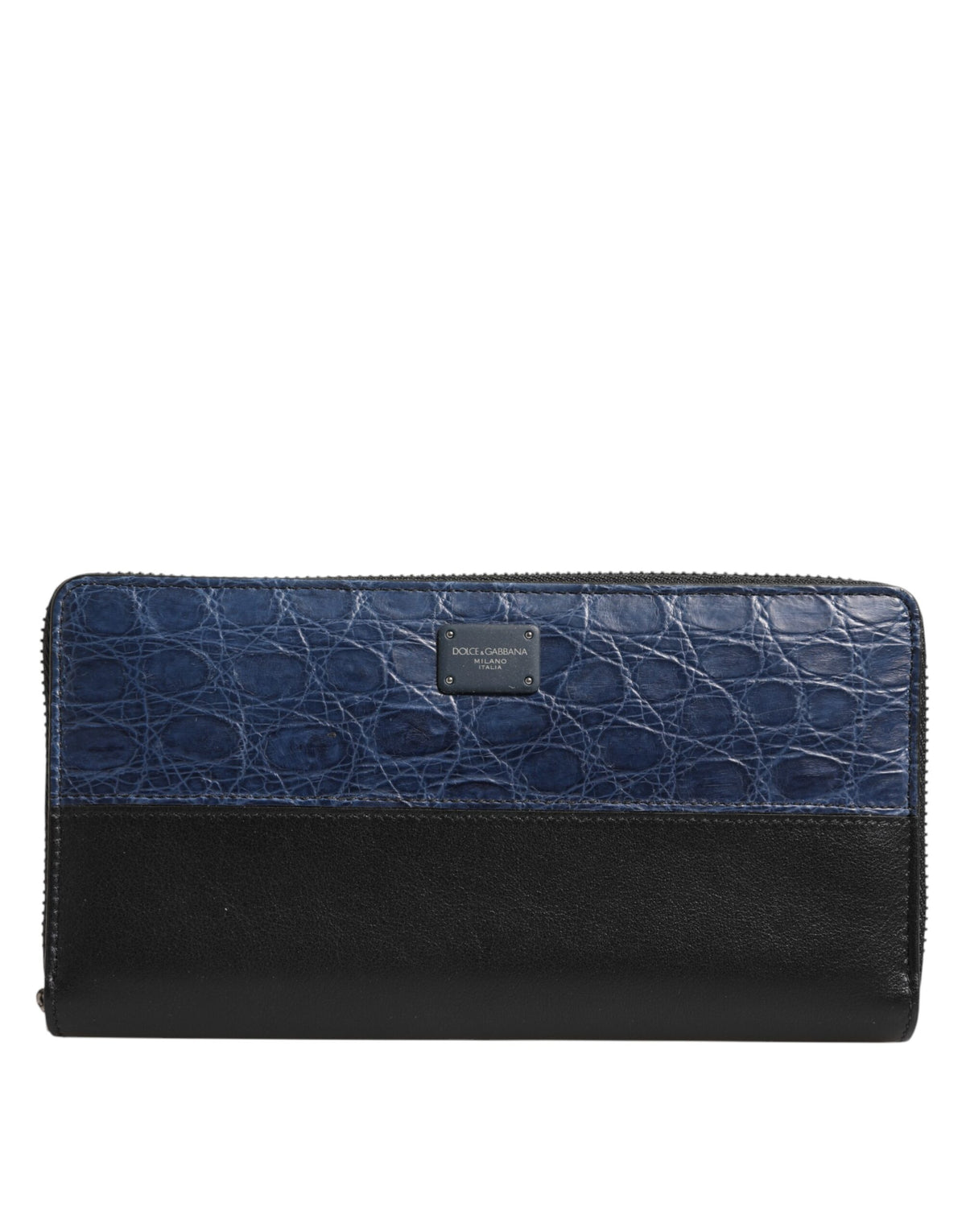 Dolce & Gabbana Black Blue Exotic Leather Men Continental Clutch Men's Wallet