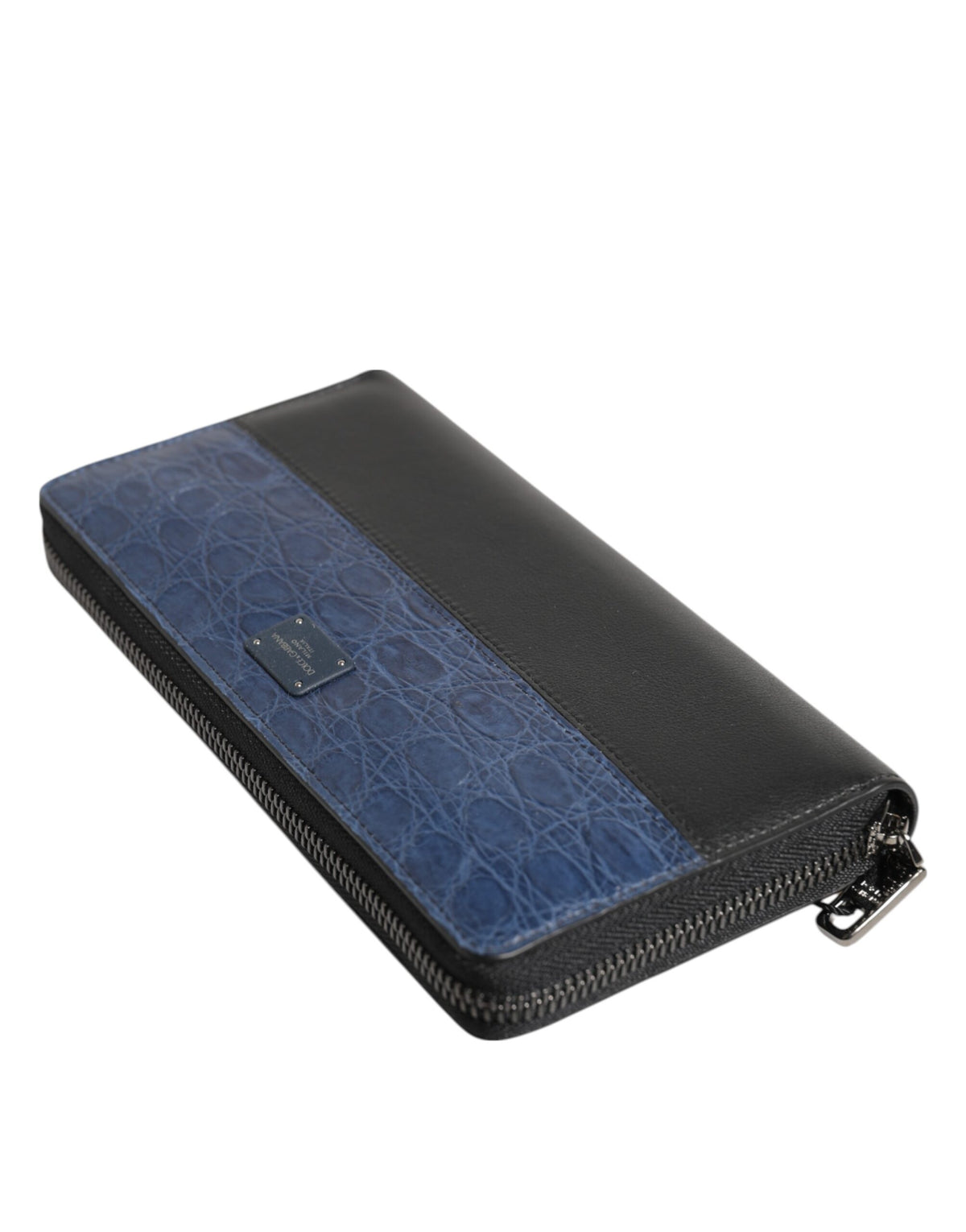 Dolce & Gabbana Black Blue Exotic Leather Men Continental Clutch Men's Wallet