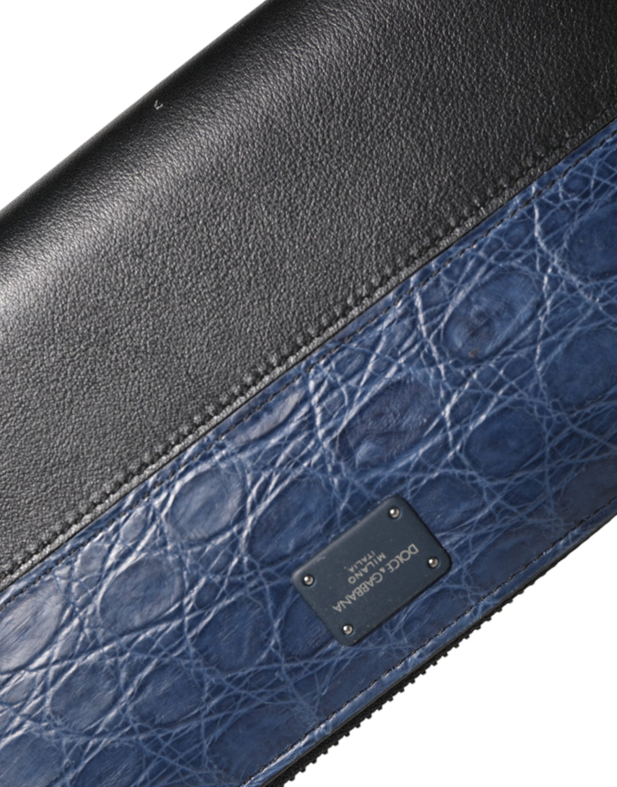 Dolce & Gabbana Black Blue Exotic Leather Men Continental Clutch Men's Wallet