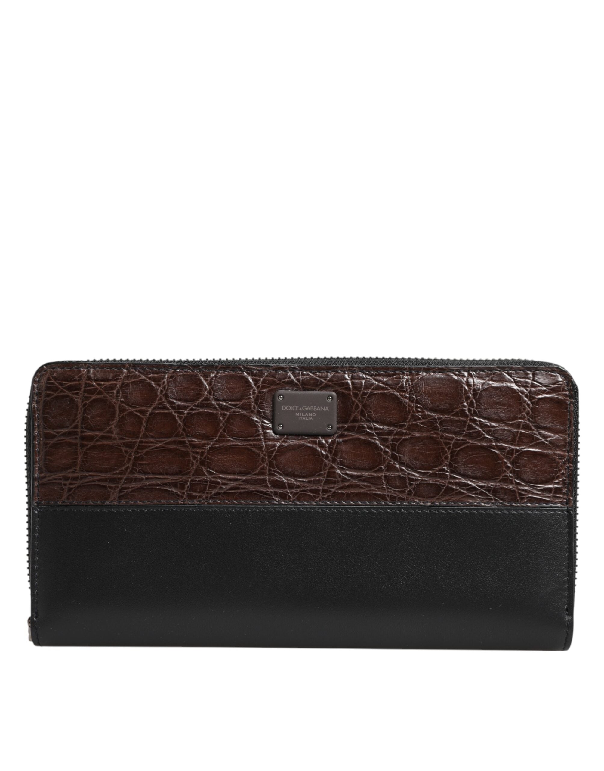 Dolce & Gabbana Black Brown Exotic Leather Men Continental Clutch Men's Wallet