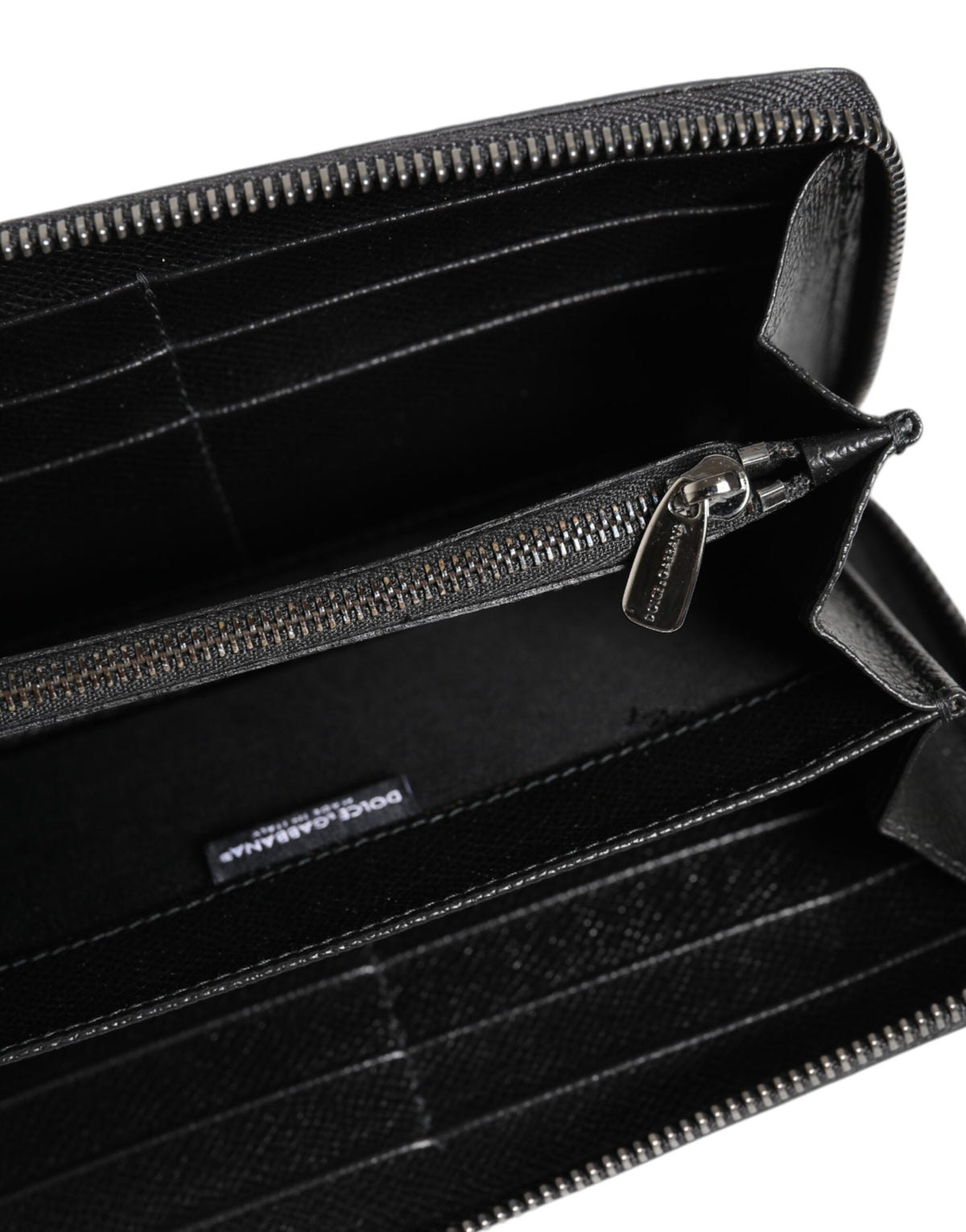 Dolce & Gabbana Black Gray Leopard Leather Zip Around Continental Men's Wallet