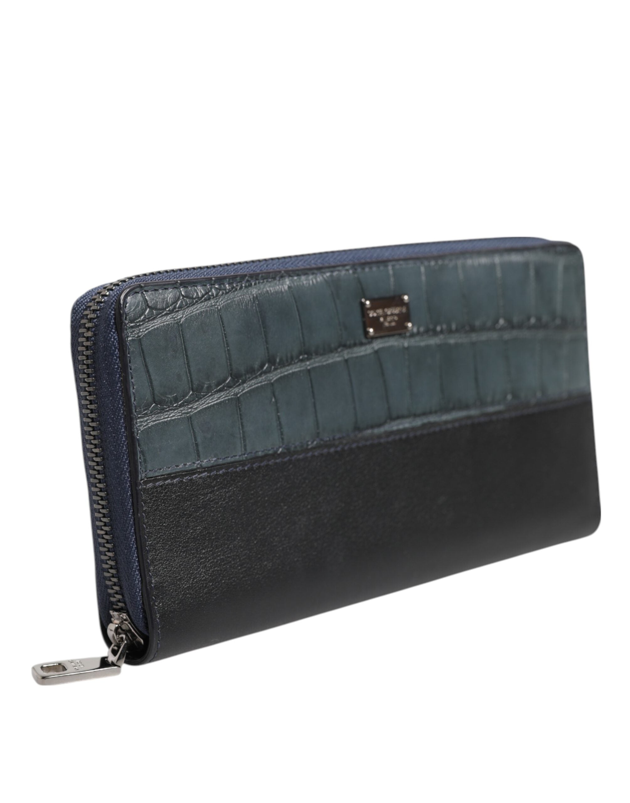Dolce & Gabbana Black Blue Exotic Leather Men Continental Clutch Men's Wallet