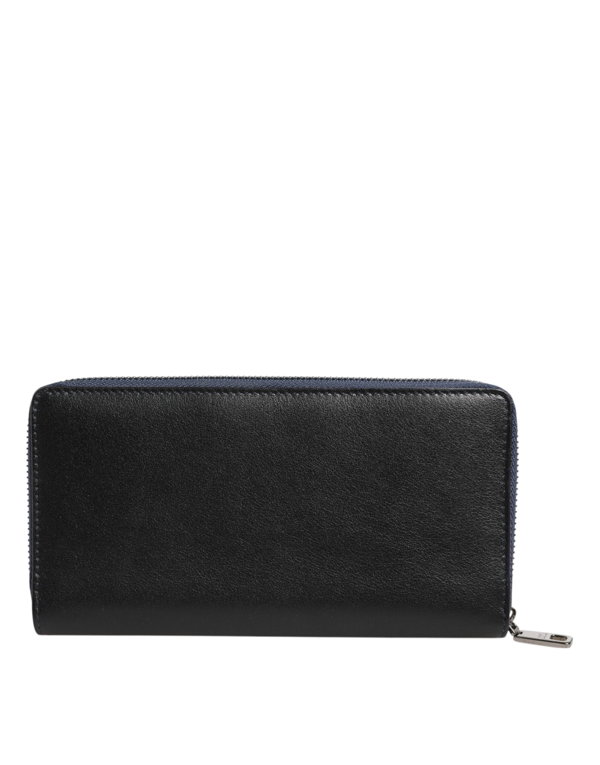 Dolce & Gabbana Black Blue Exotic Leather Men Continental Clutch Men's Wallet