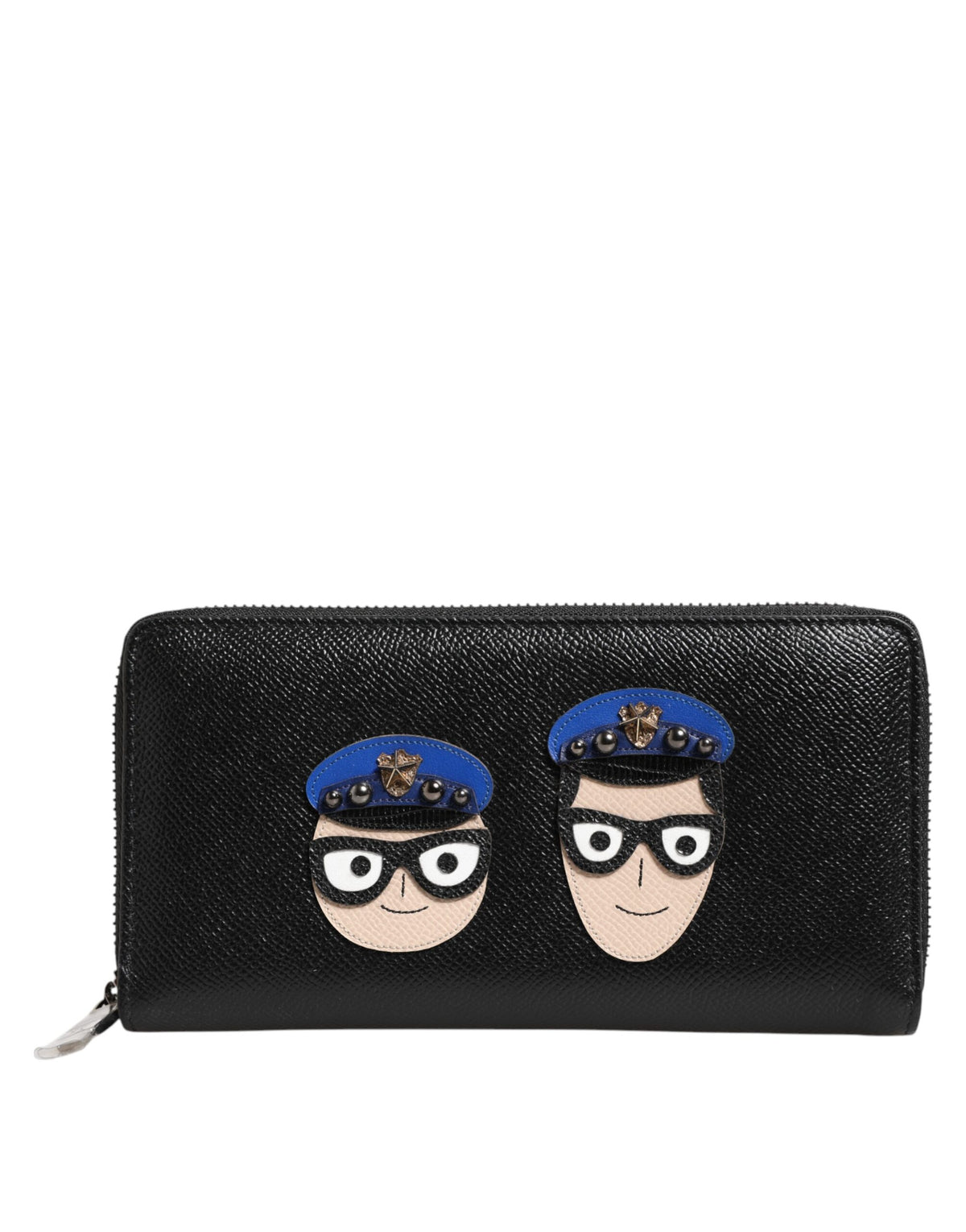 Dolce & Gabbana Black Leather #DGFAMILY Zipper Continental Mens Men's Wallet