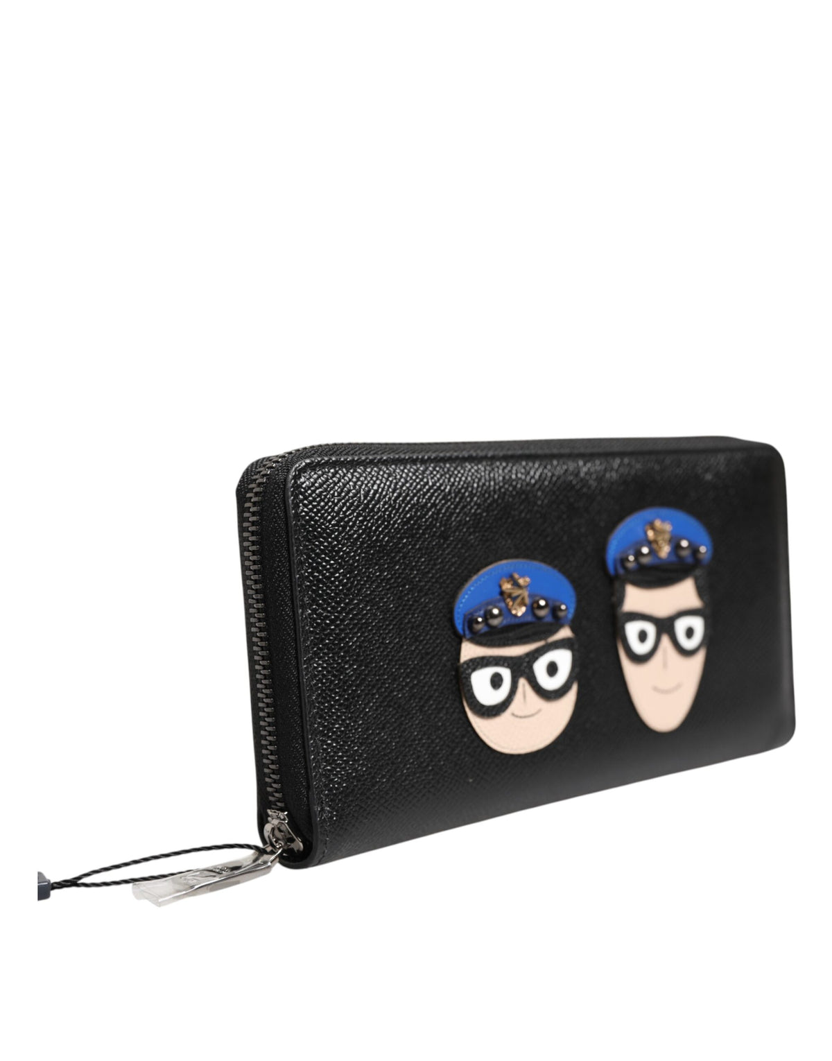 Dolce & Gabbana Black Leather #DGFAMILY Zipper Continental Mens Men's Wallet