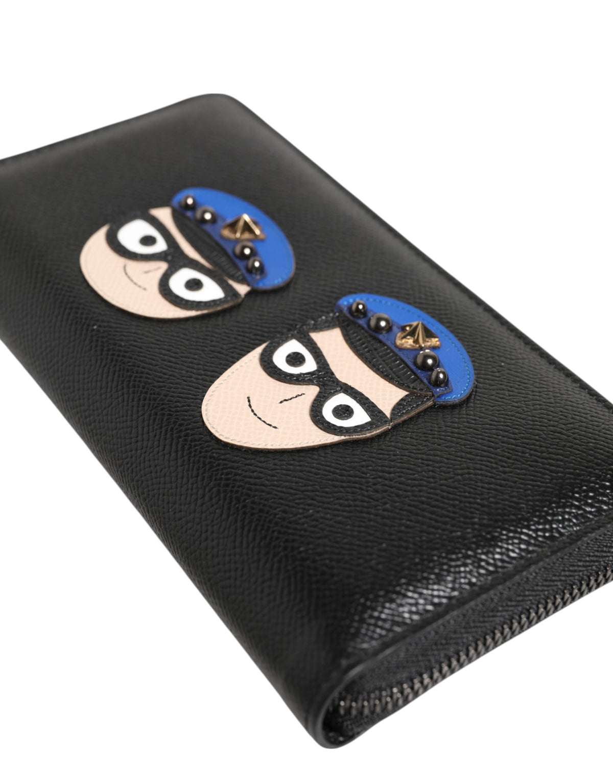 Dolce & Gabbana Black Leather #DGFAMILY Zipper Continental Mens Men's Wallet