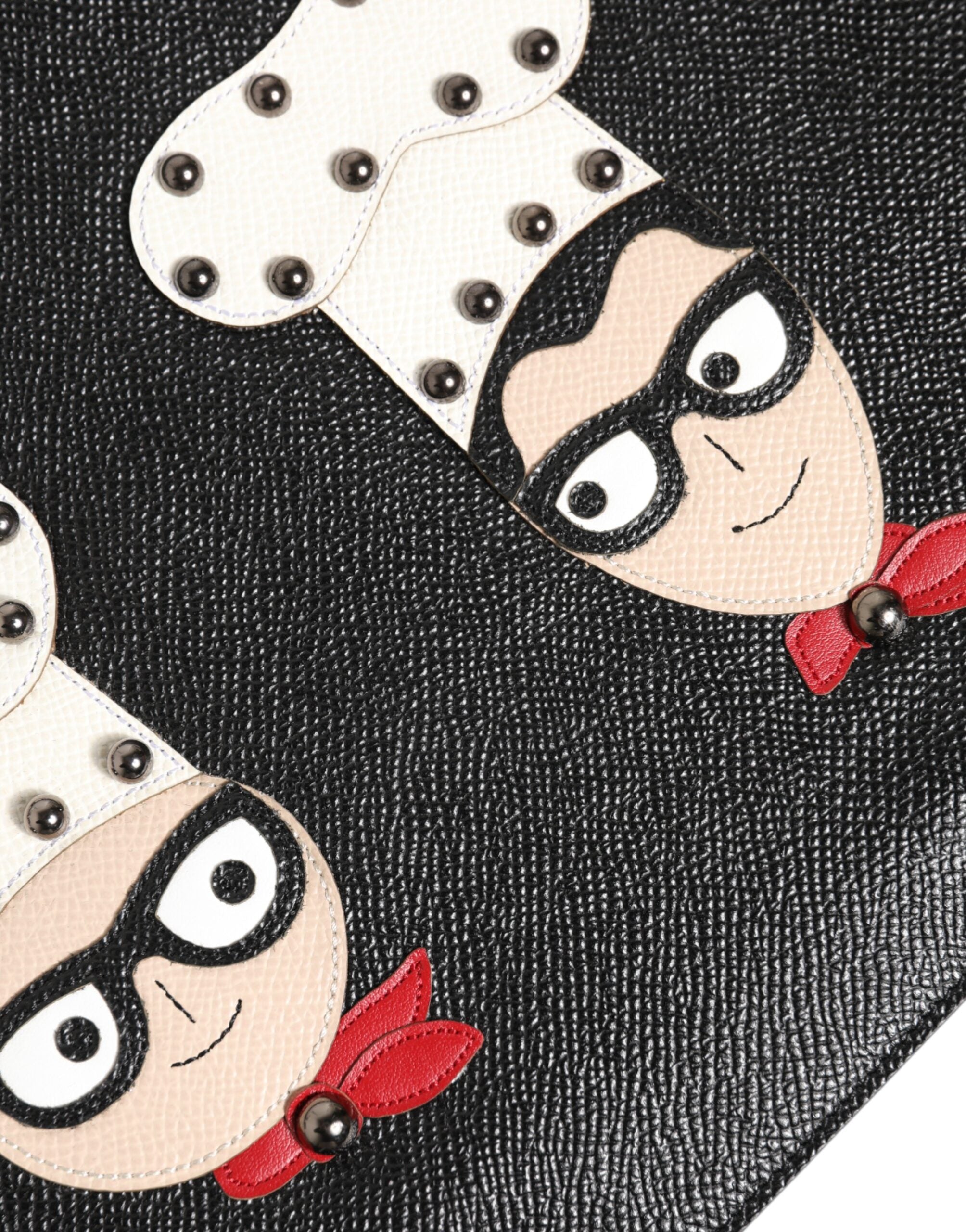 Dolce & Gabbana Black Leather #DGFAMILY Embellished Men Clutch Pouch Men's Bag