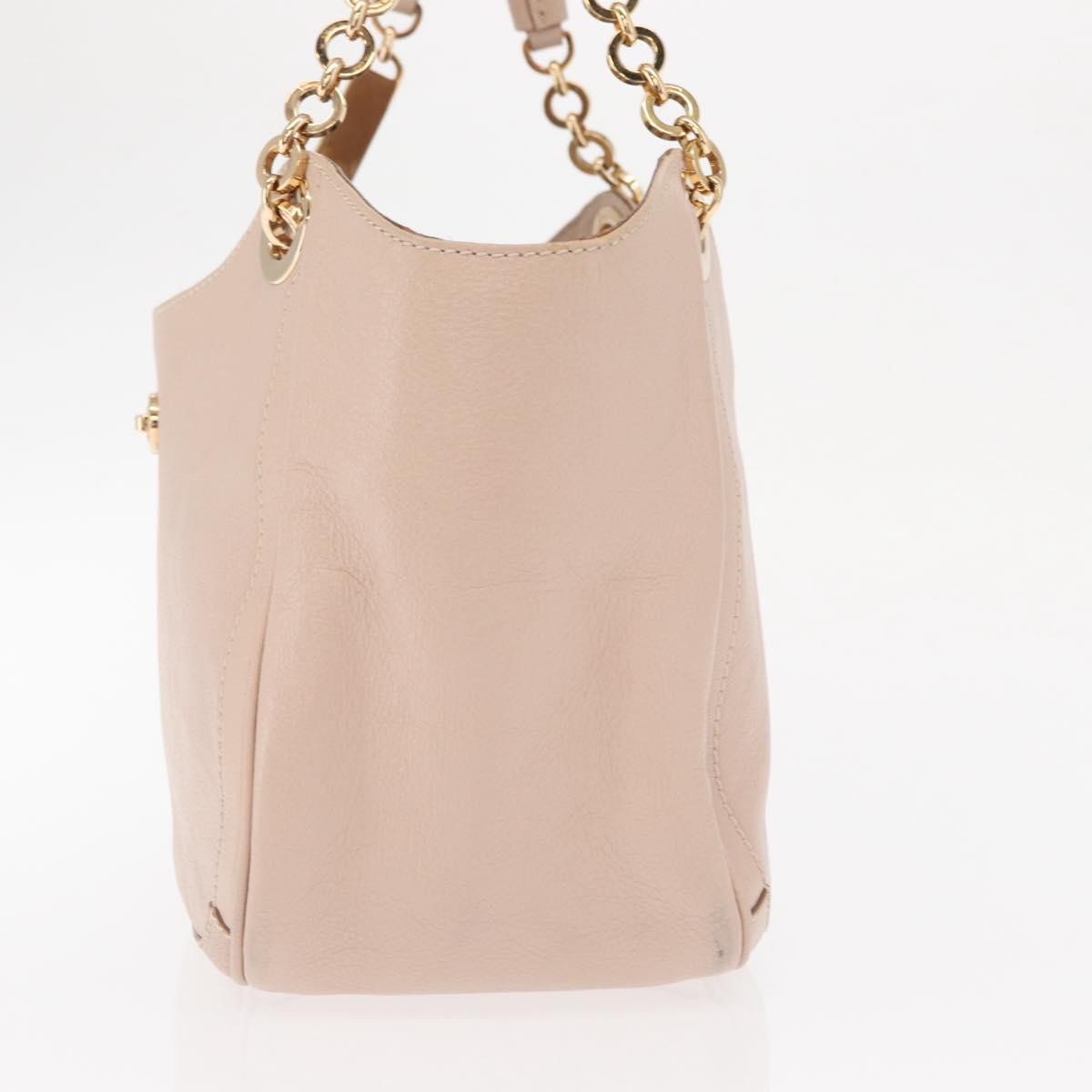 Salvatore Ferragamo Betulla Chain Tote Leather Pink Leather Handbag (Pre-Owned)
