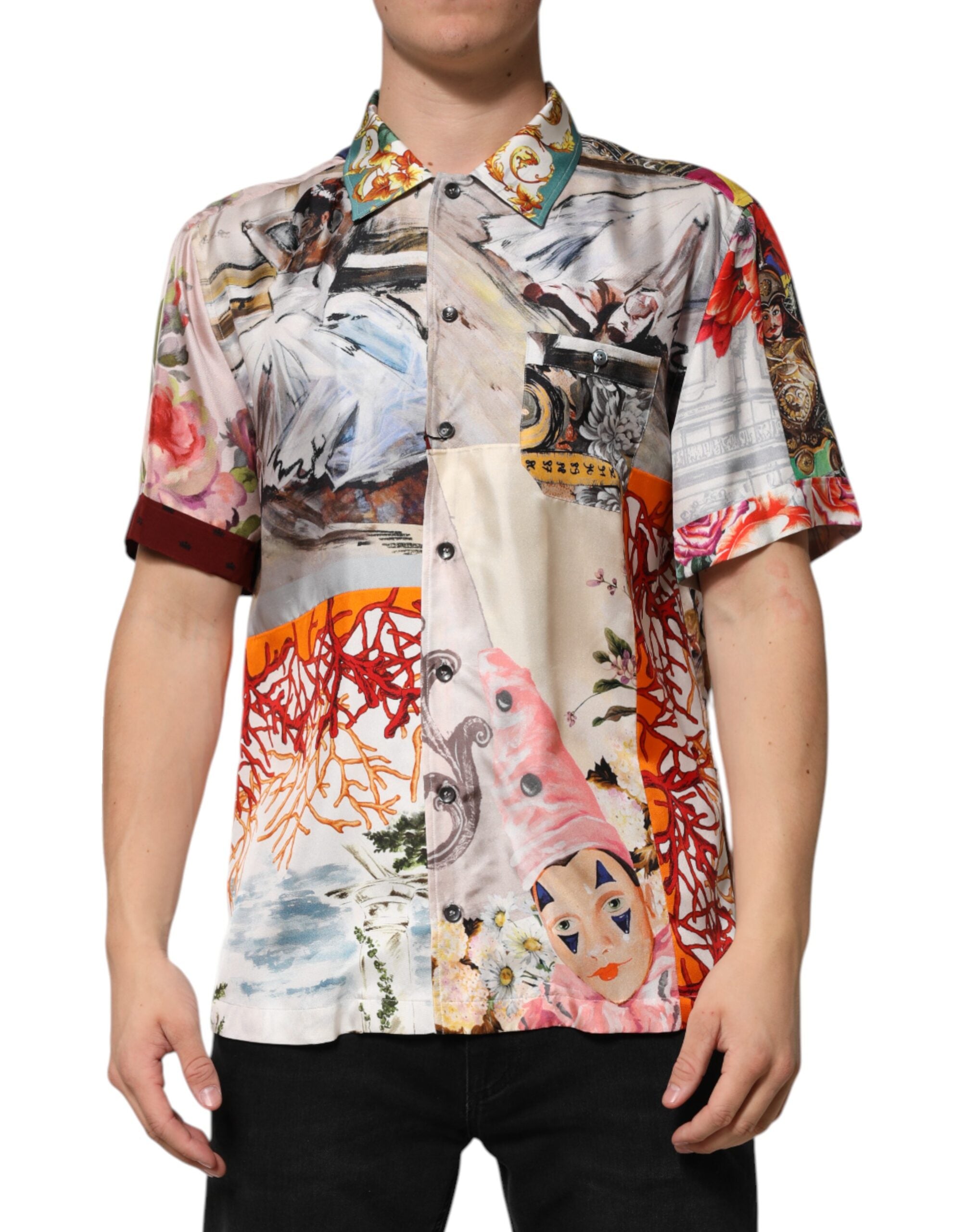 Dolce & Gabbana Multicolor Shell Print Hawaii Casual Men's Shirt