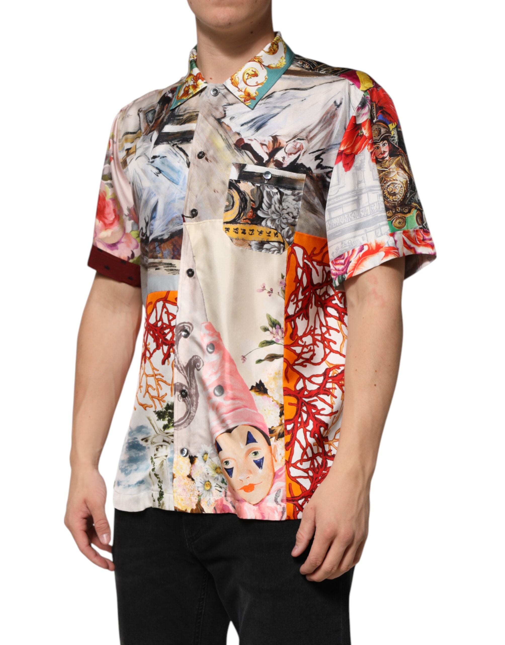 Dolce & Gabbana Multicolor Shell Print Hawaii Casual Men's Shirt