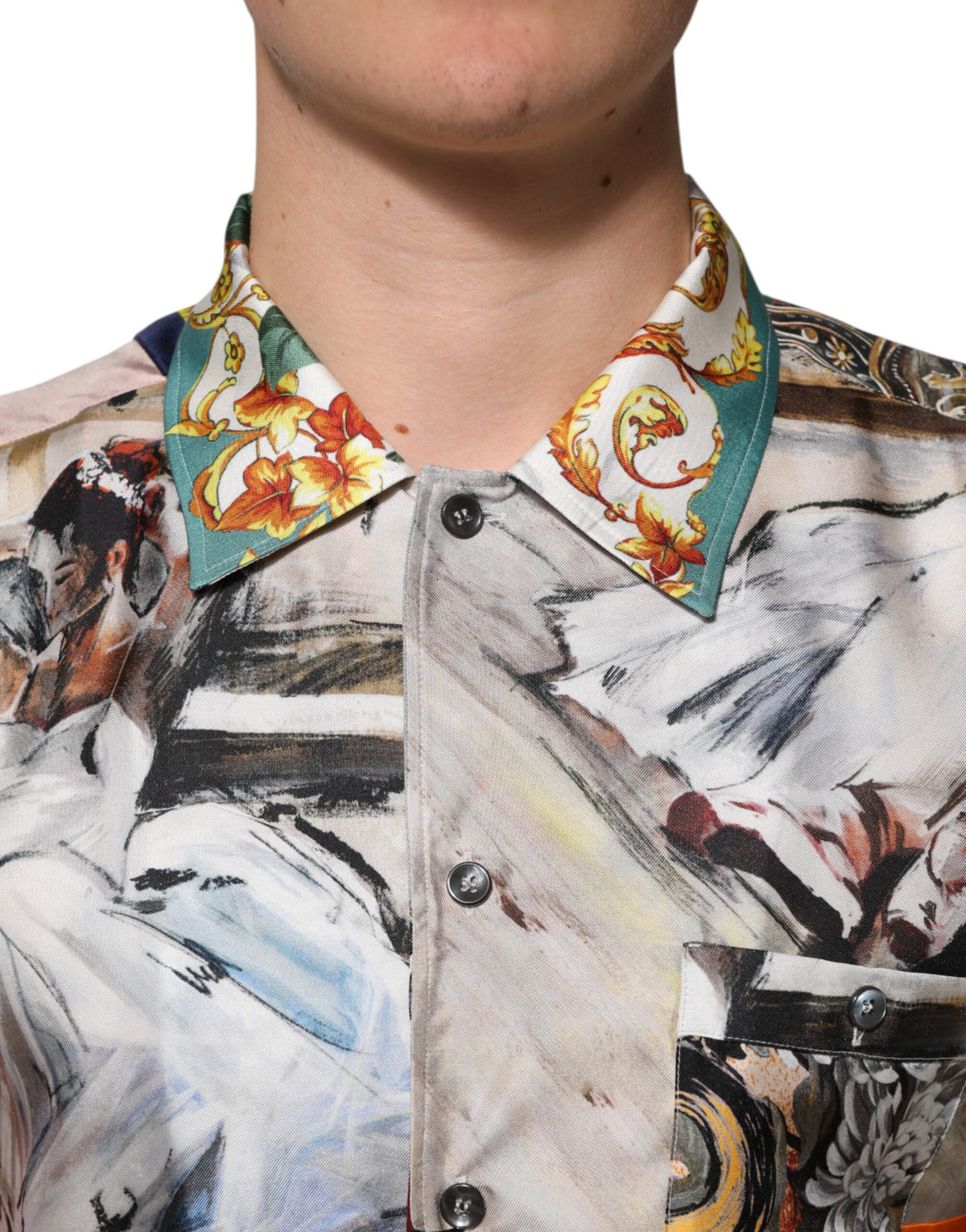 Dolce & Gabbana Multicolor Shell Print Hawaii Casual Men's Shirt