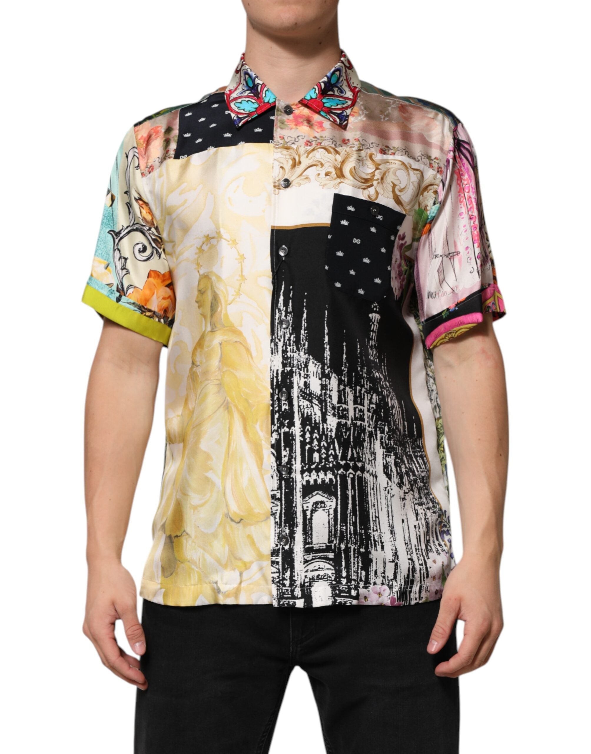 Dolce & Gabbana Multicolor Printed Button Down Casual Men's Shirt