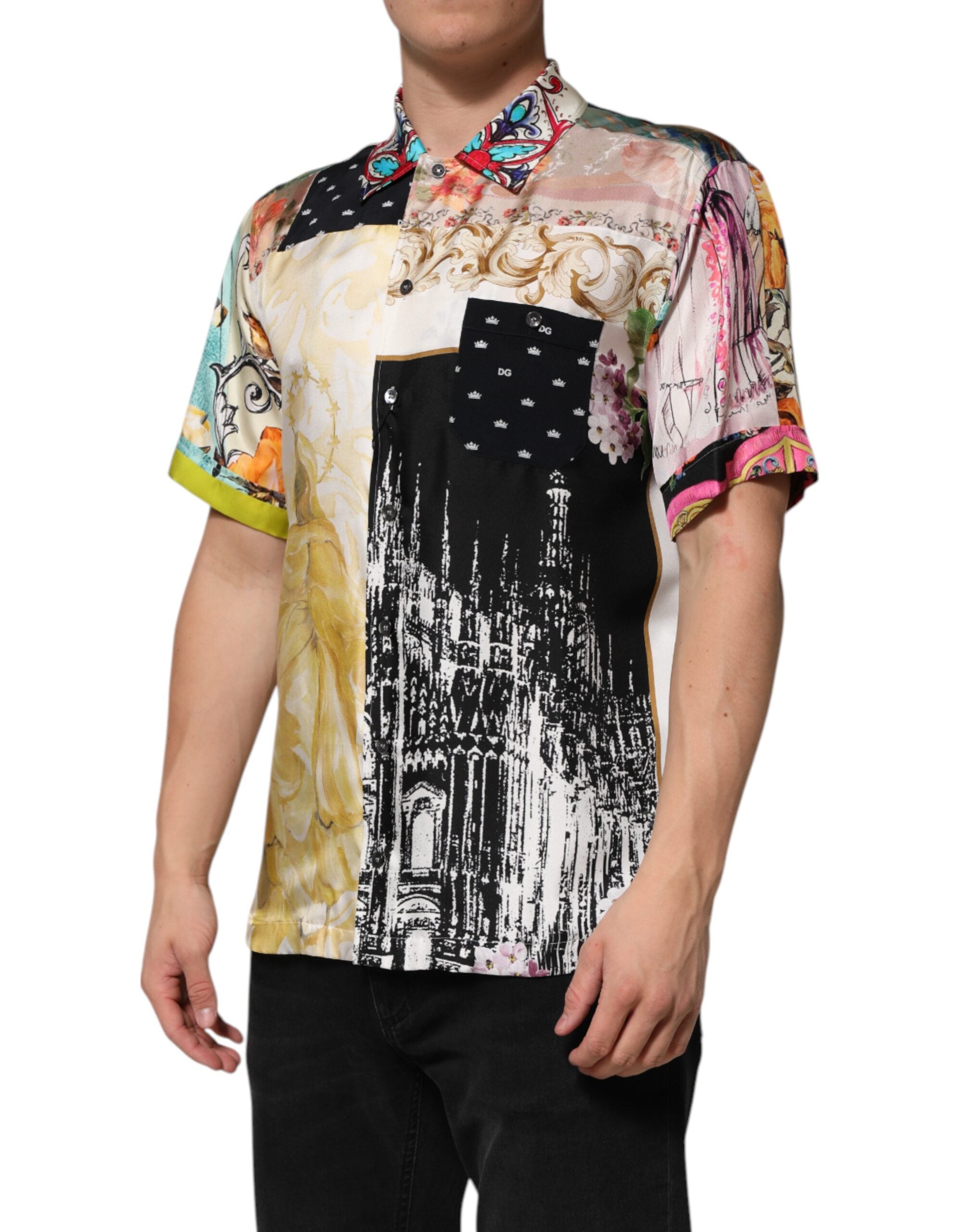 Dolce & Gabbana Multicolor Printed Button Down Casual Men's Shirt