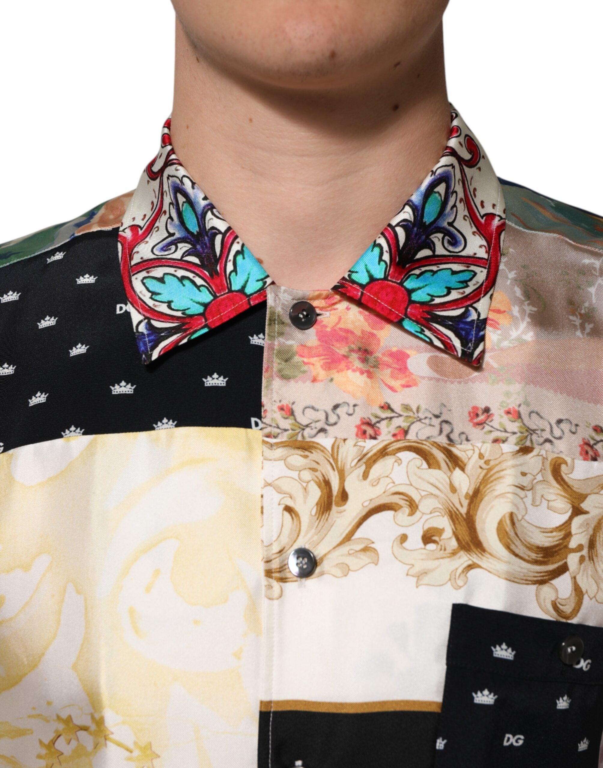 Dolce & Gabbana Multicolor Printed Button Down Casual Men's Shirt