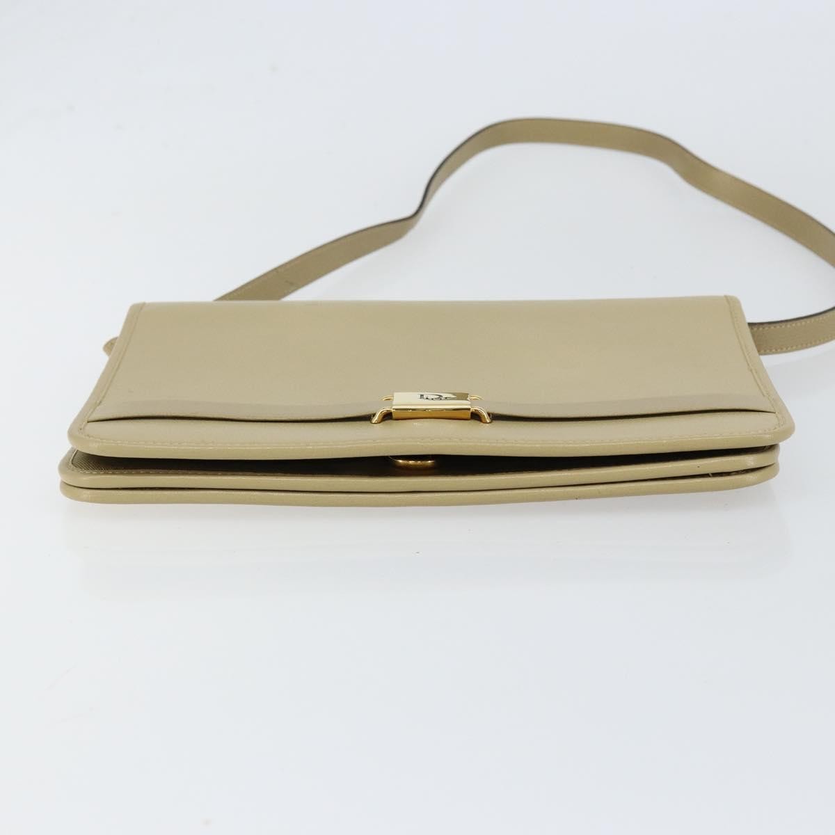 Christian Dior Vintage Leather Beige Leather Shoulder Bag Bag (Pre-Owned)