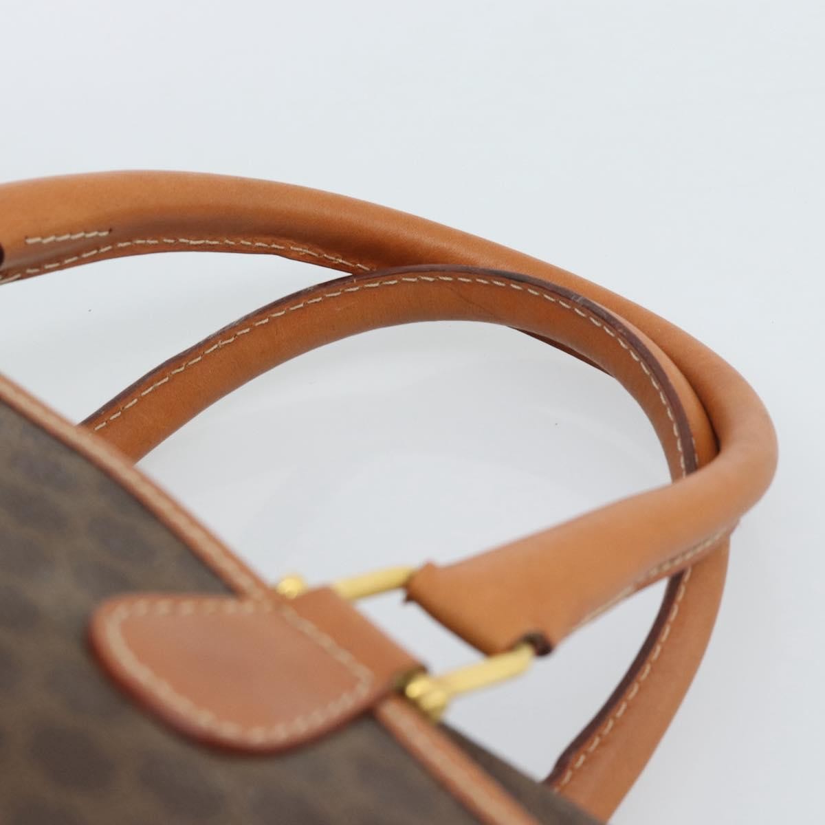 Celine Vintage Macadam Boston Canvas Brown Canvas Handbag (Pre-Owned)