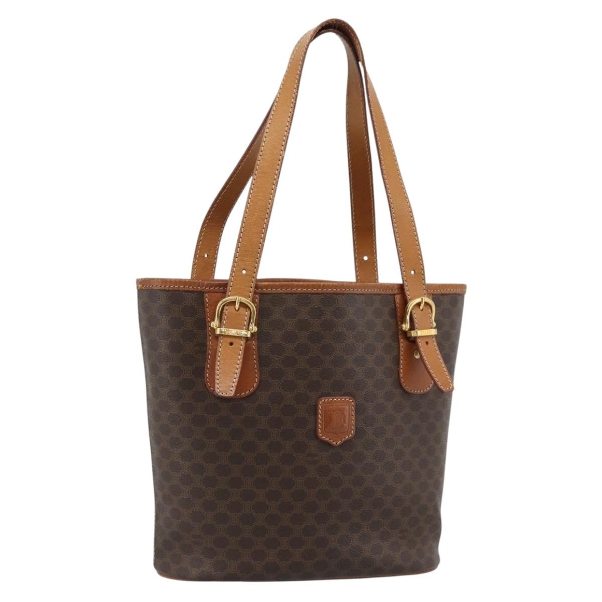 Celine Vintage Macadam Canvas And Leather Brown Canvas Tote Bag Bag (Pre-Owned)