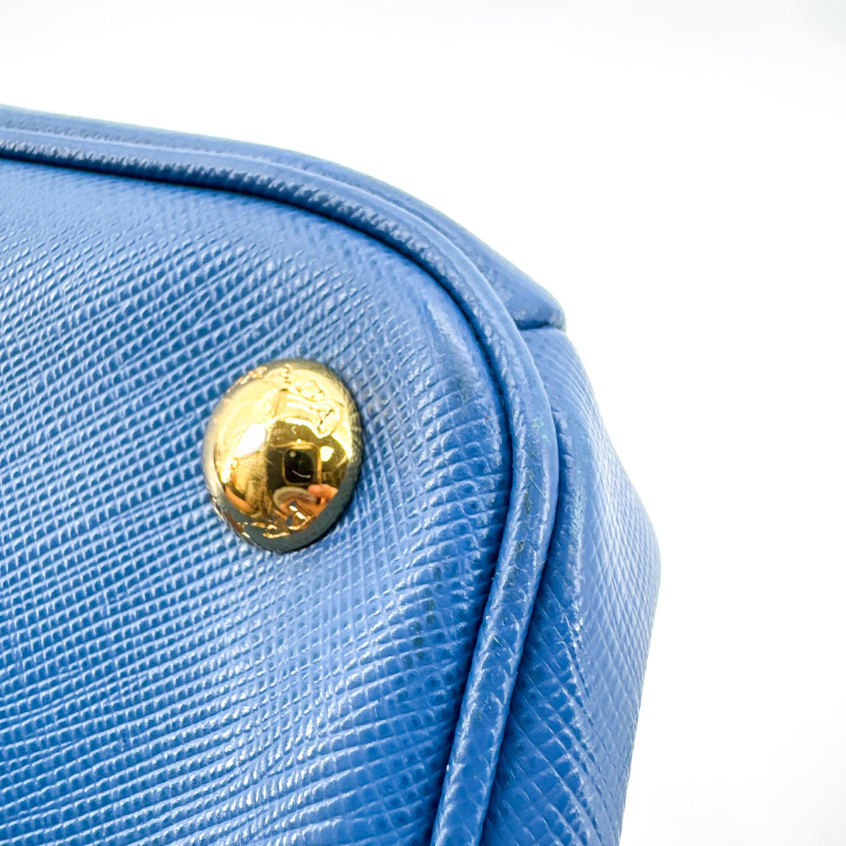 Prada Double Zip Lux Saffiano Leather Blue Leather Tote Bag Bag (Pre-Owned)