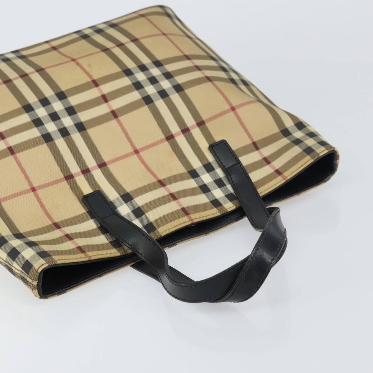 Burberry Nova Check Tote Canvas Check Pattern Beige Canvas Tote Bag Bag (Pre-Owned)