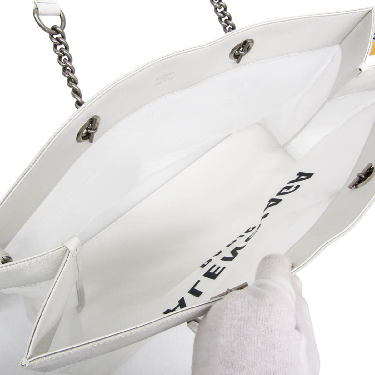 Balenciaga Duty Free Mesh With Leather White Leather Tote Bag Bag (Pre-Owned)