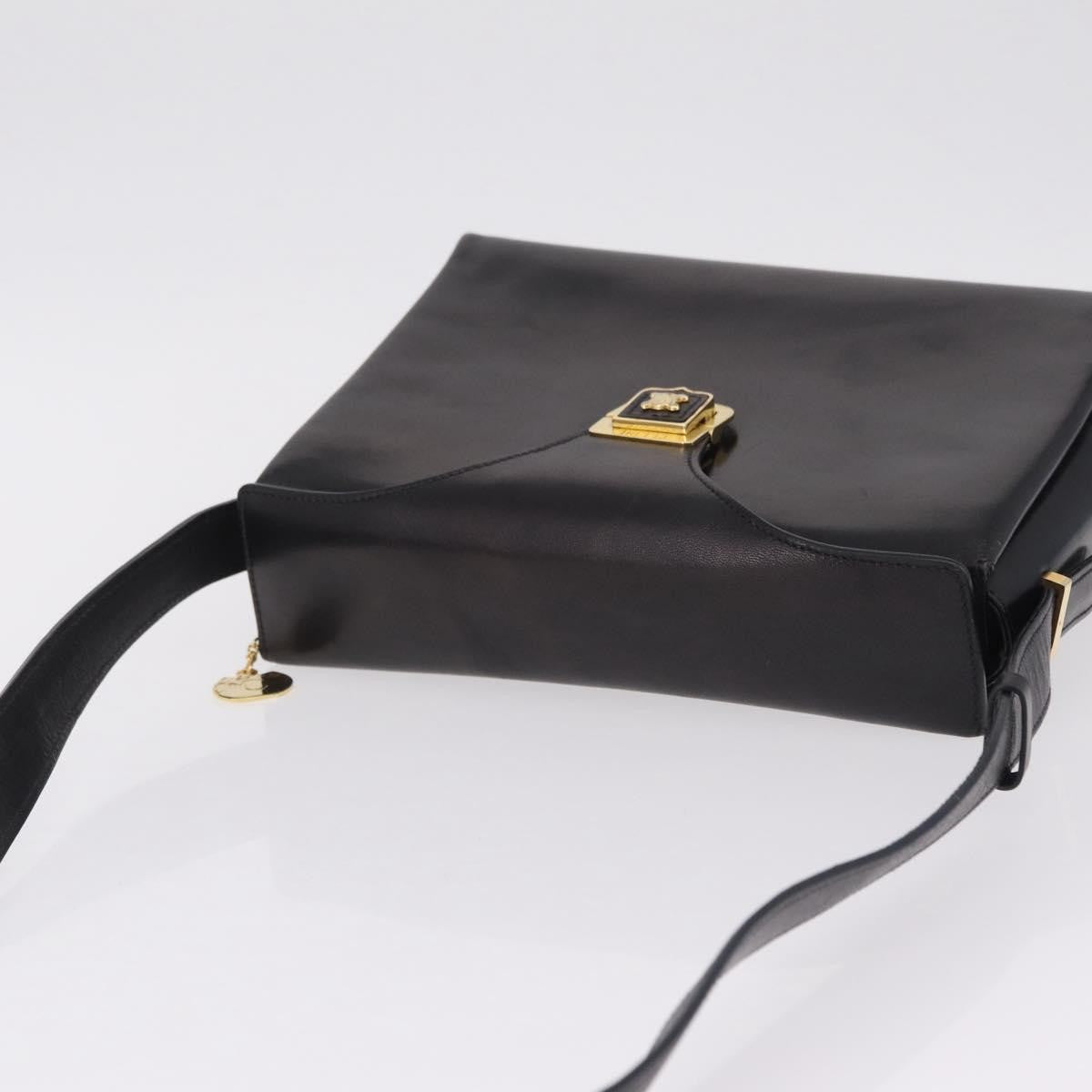 Celine Shoulder Leather Black Leather Shoulder Bag Bag (Pre-Owned)