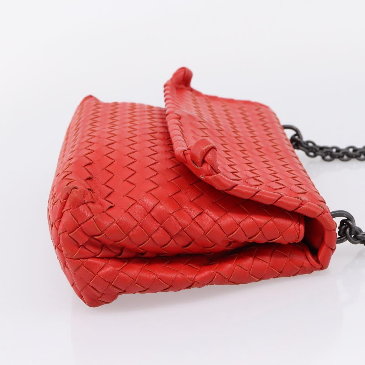 Bottega Veneta Olimpia Intrecciato Nappa Red Leather Shoulder Bag Bag (Pre-Owned)