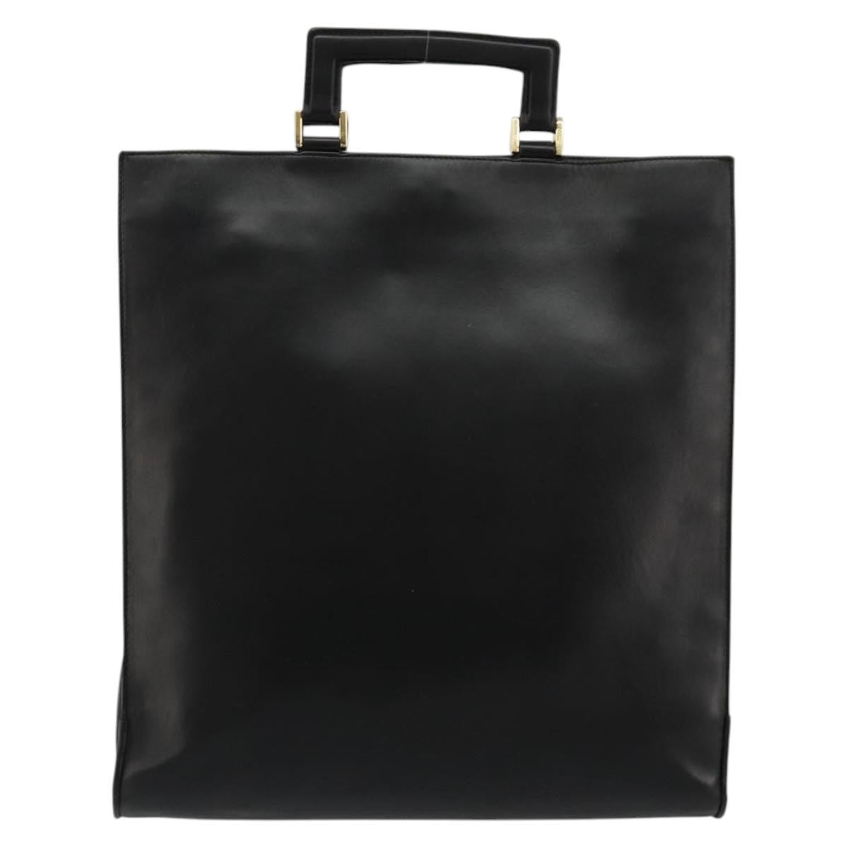 Gucci Vintage Tote Leather Black Leather Tote Bag Bag (Pre-Owned)