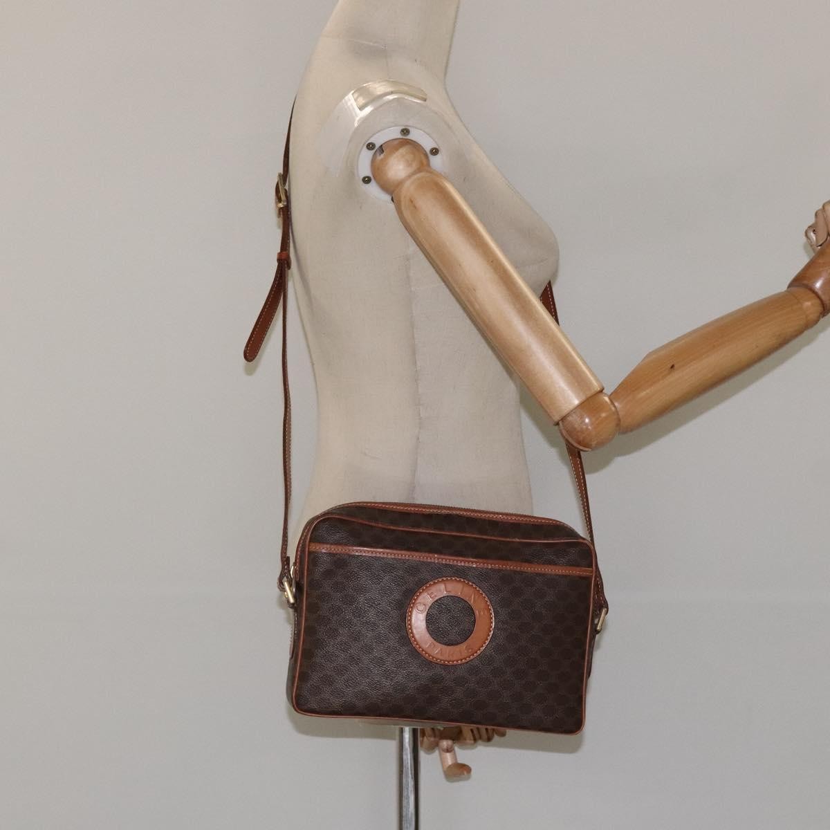 Celine Vintage Macadam Canvas And Leather Brown Canvas Shoulder Bag Bag (Pre-Owned)
