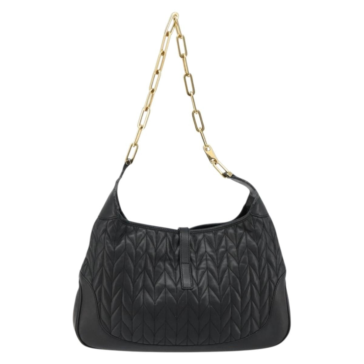 Gucci Vintage Jackie Shoulder Canvas And Leather Black Leather Handbag (Pre-Owned)