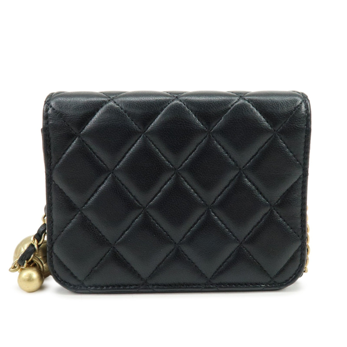 Chanel Pearl Crush Flap Clutch With Chain Quilted Lambskin Black Leather Clutche & Pouche Bag (Pre-Owned)