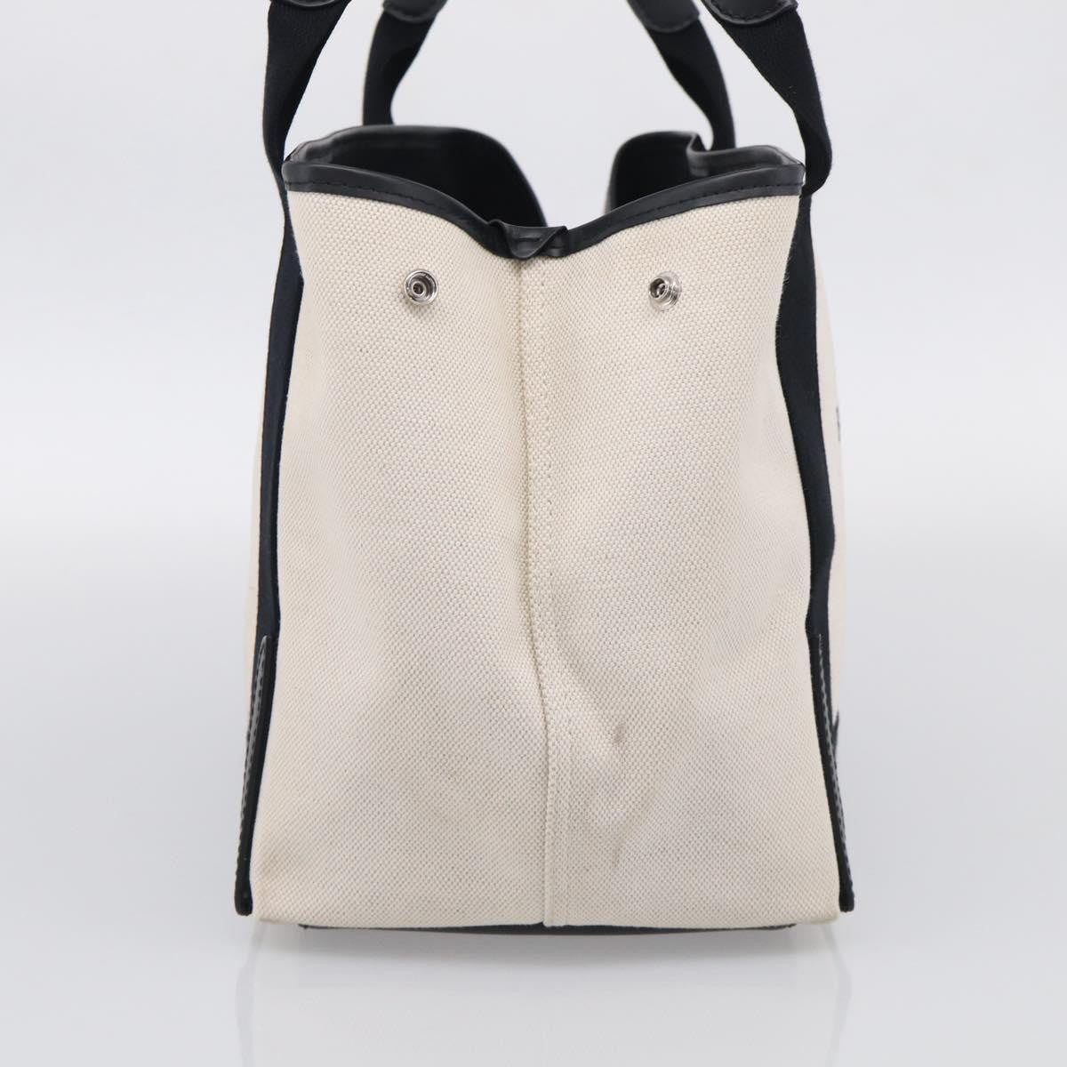Balenciaga Navy Cabas Canvas With Leather White Canvas Tote Bag Bag (Pre-Owned)