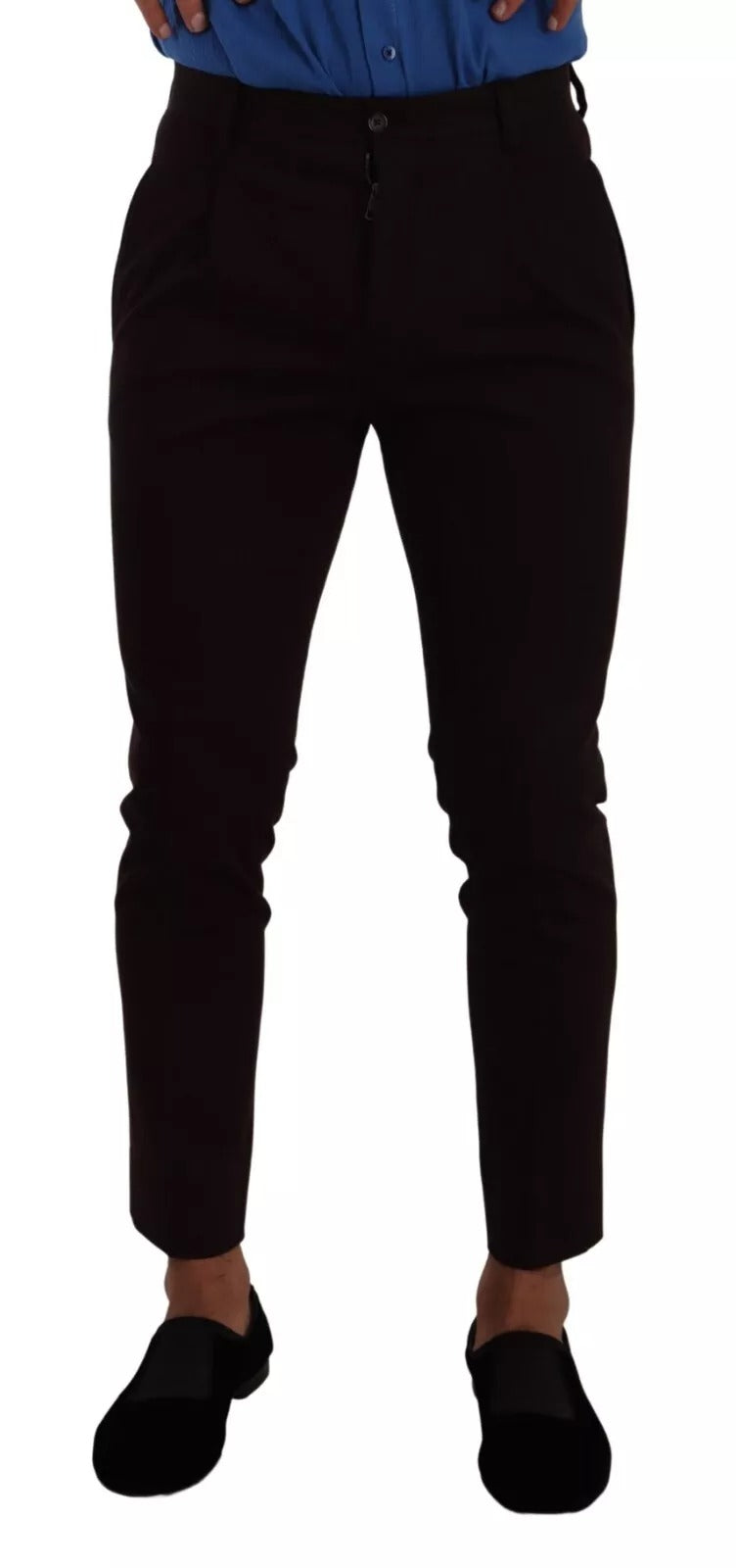 Dolce & Gabbana Bordeaux Cotton Stretch Skinny Men's Trouser (Pre-Owned)