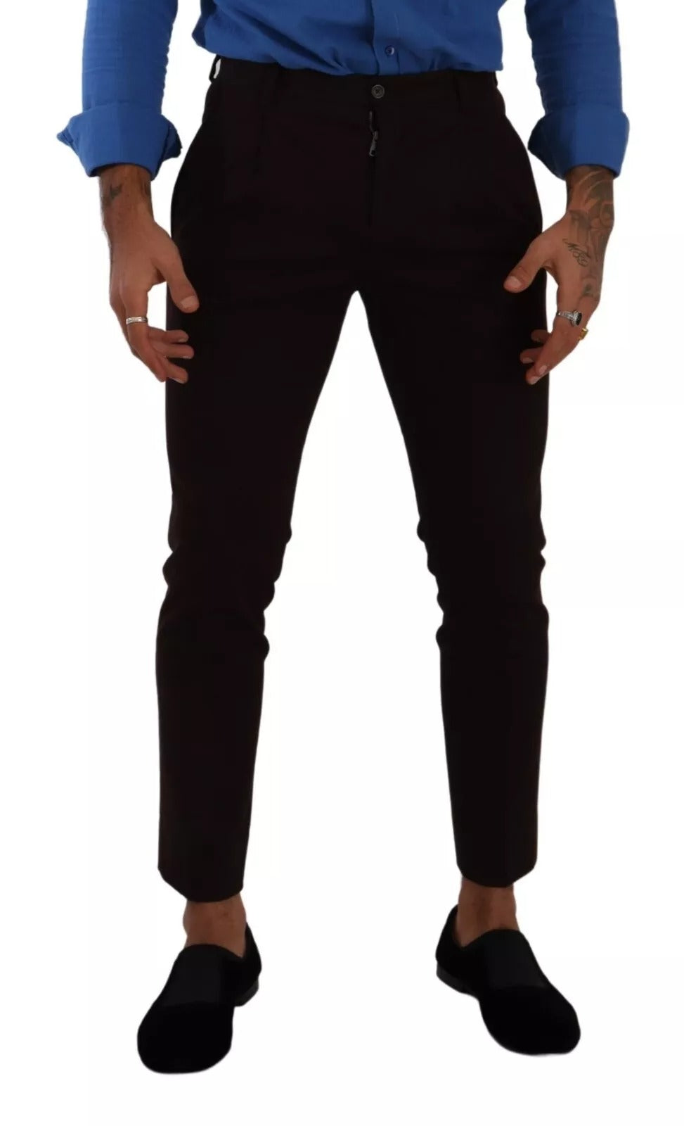 Dolce & Gabbana Bordeaux Cotton Stretch Skinny Men's Trouser (Pre-Owned)