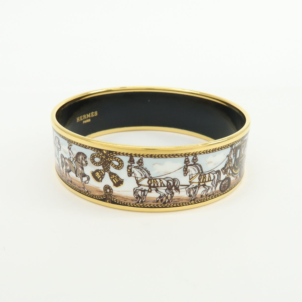 Hermes Caleche Bangle Enamel Multicolour Gold_Plated Bracelet Jewelry (Pre-Owned)