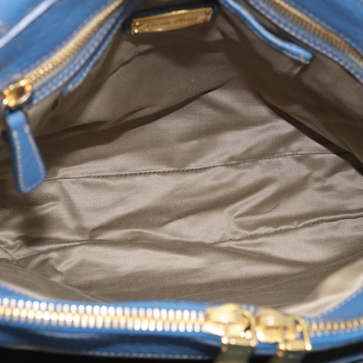 Miu Miu Beau Top Handle Leather Blue Leather Handbag (Pre-Owned)