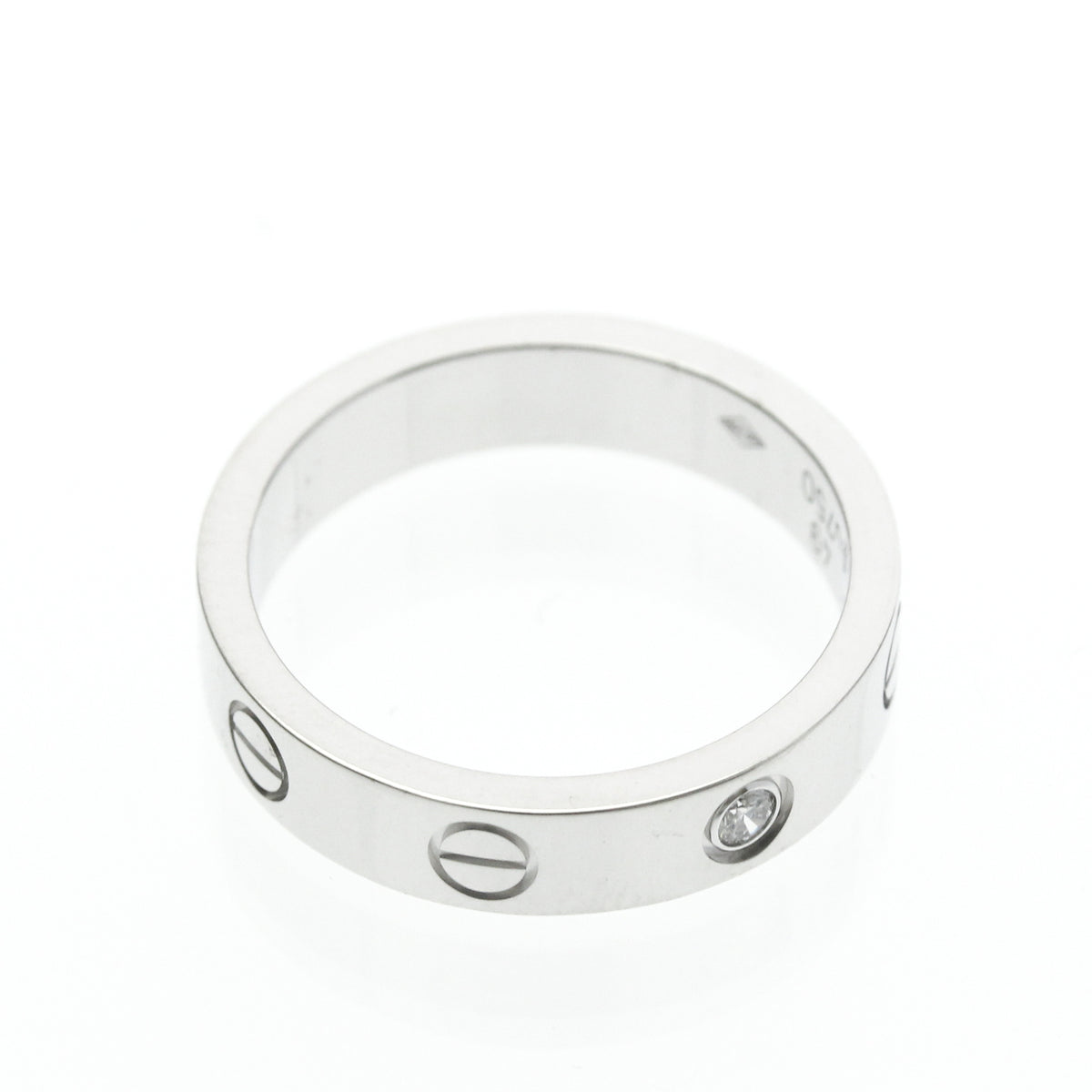 Cartier Love Wedding Band 1 Diamond 18K White Gold With Diamond Silver White_Gold Ring Jewelry (Pre-Owned)
