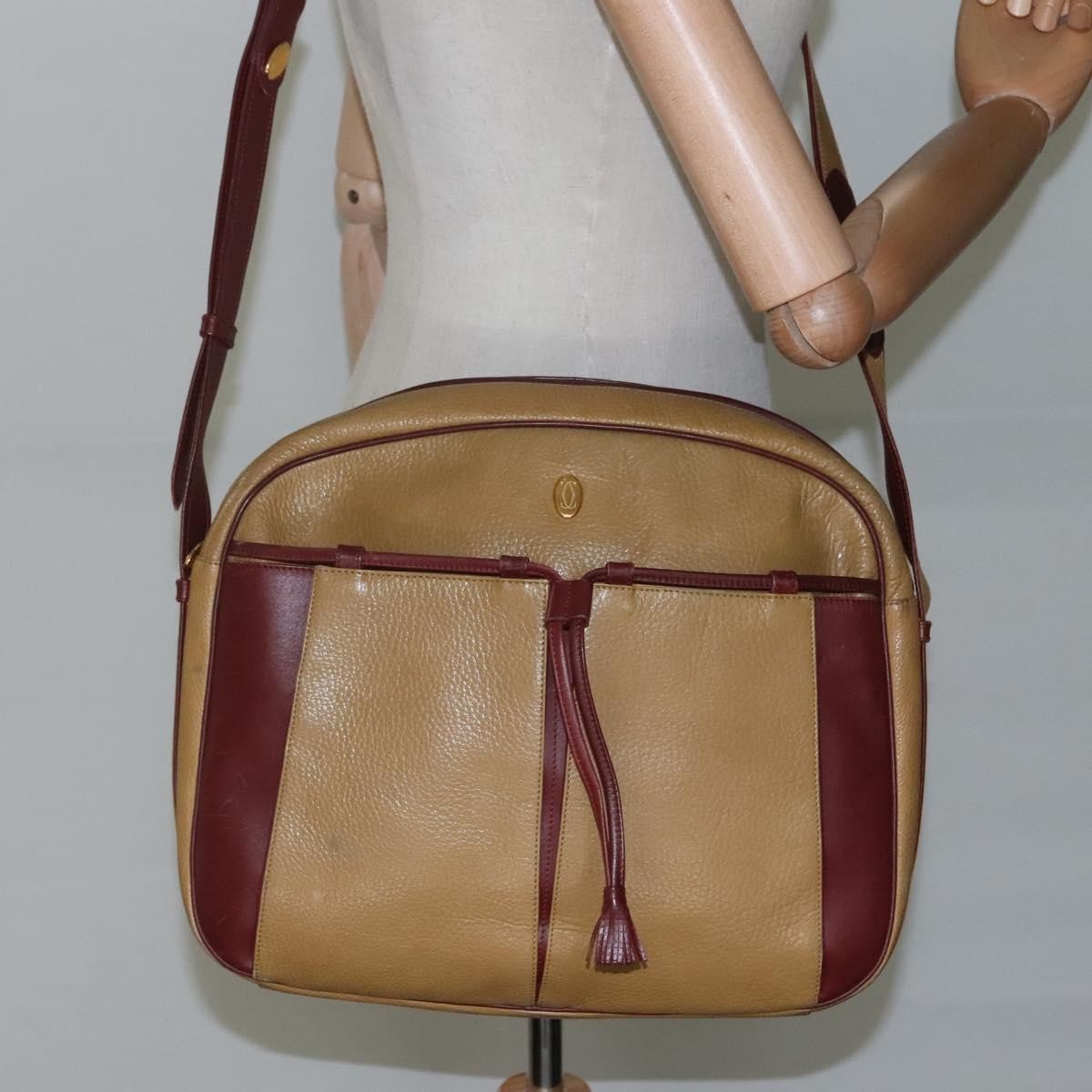 Cartier Tasseled Must De Cartier Leather Beige Leather Shoulder Bag Bag (Pre-Owned)