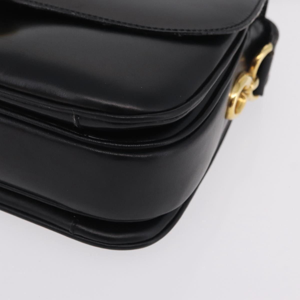 Celine Flap Shoulder Leather Black Leather Shoulder Bag Bag (Pre-Owned)